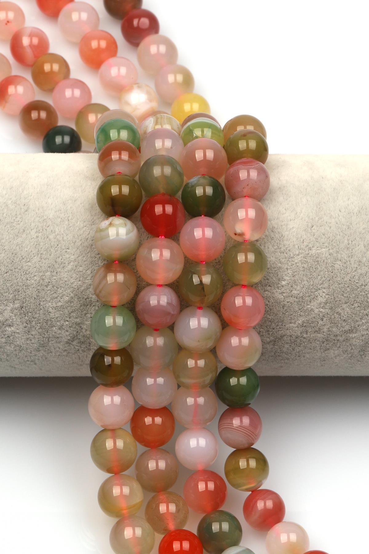 Karnelyan Akik Doğal Taş Dizi 10 mm Küre Kesim