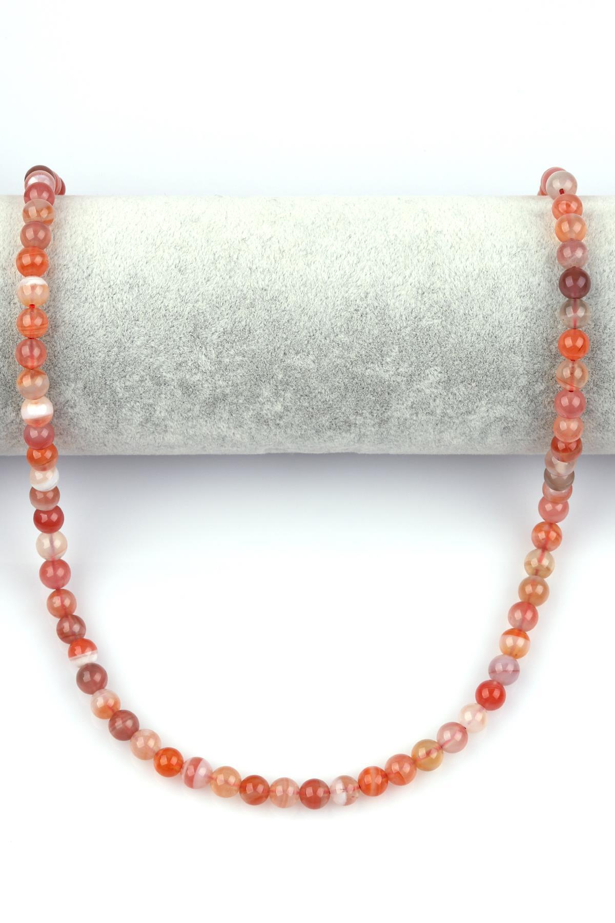 Karnelyan Akik Doğal Taş Dizi 6 mm Küre Kesim