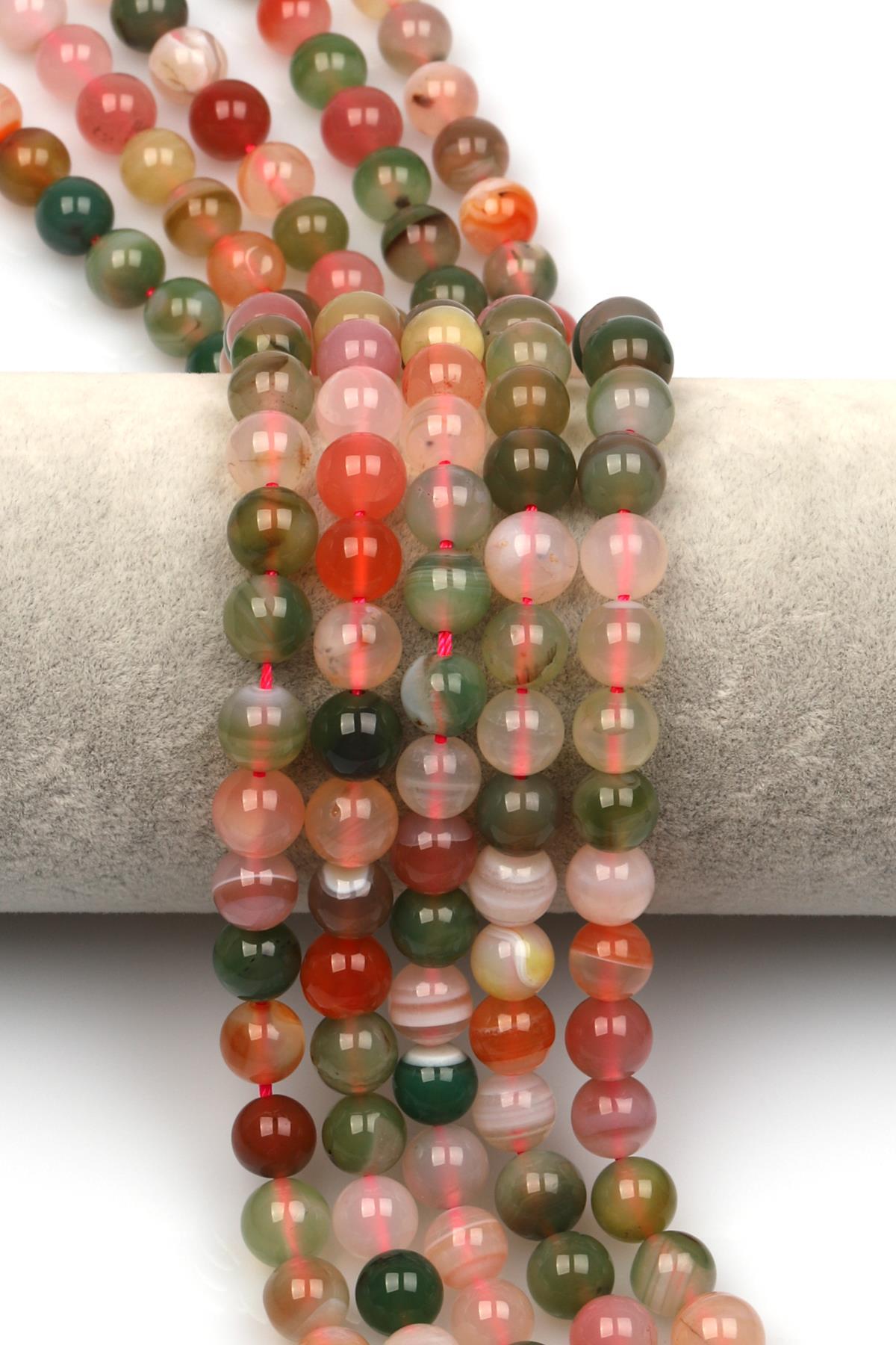 Karnelyan Akik Doğal Taş Dizi 8 mm Küre Kesim