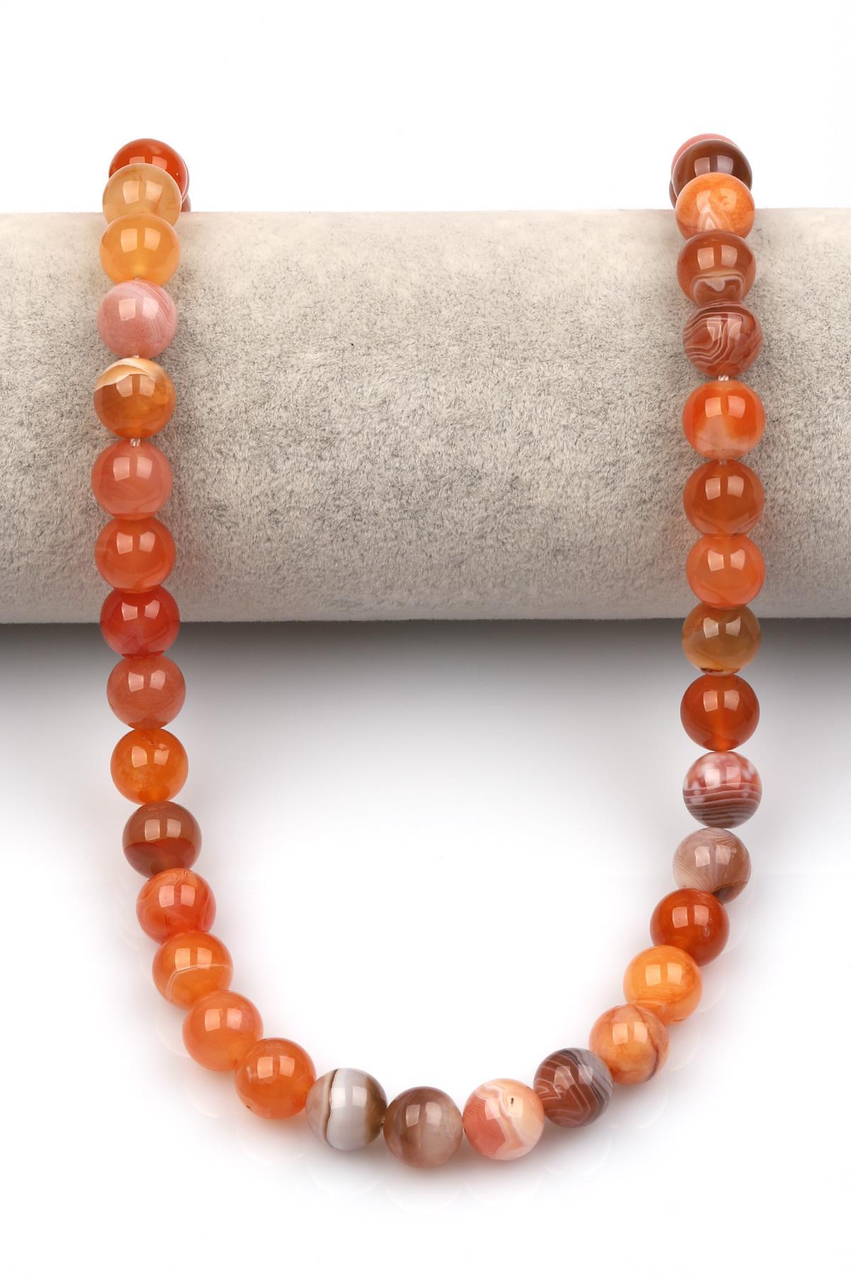 Karnelyan Akik Doğaltaş Dizi 10 mm Küre Kesim