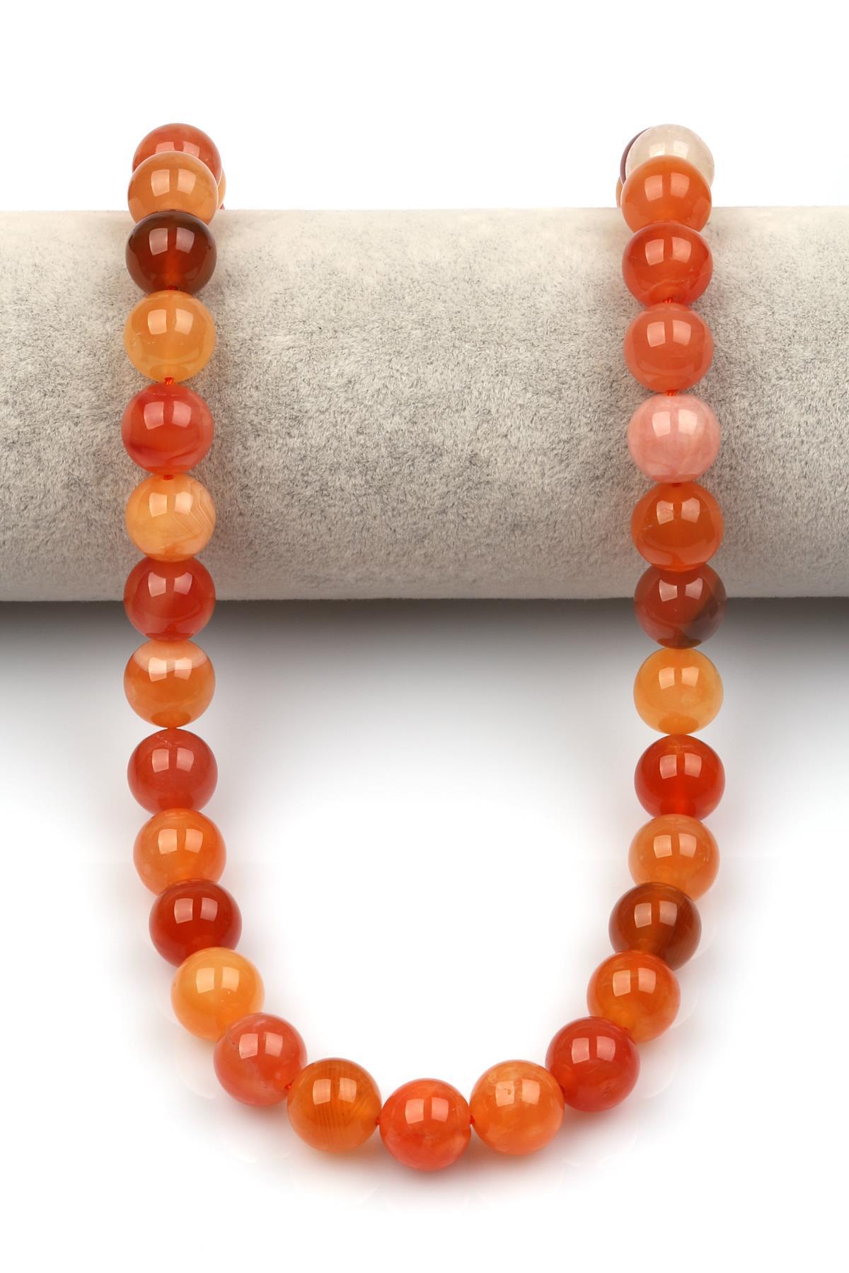 Karnelyan Akik Doğaltaş Dizi 12 mm Küre Kesim