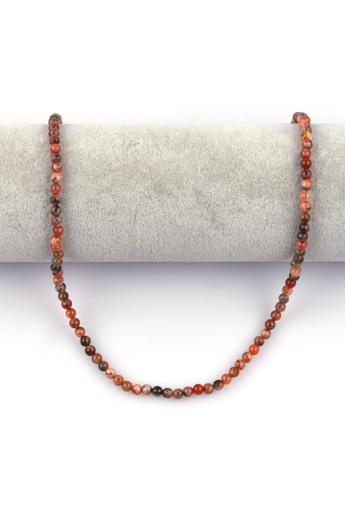 Kiremit Renkli Akik Doğal Taş Dizi 4 mm Küre Kesim