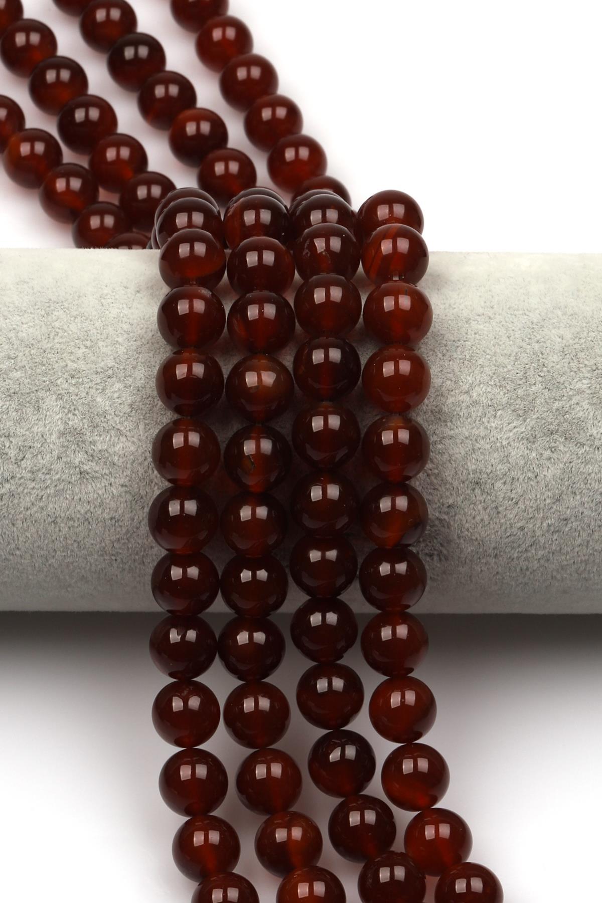 Kırmızı Akik Doğaltaş Dizi 10 mm Küre Kesim