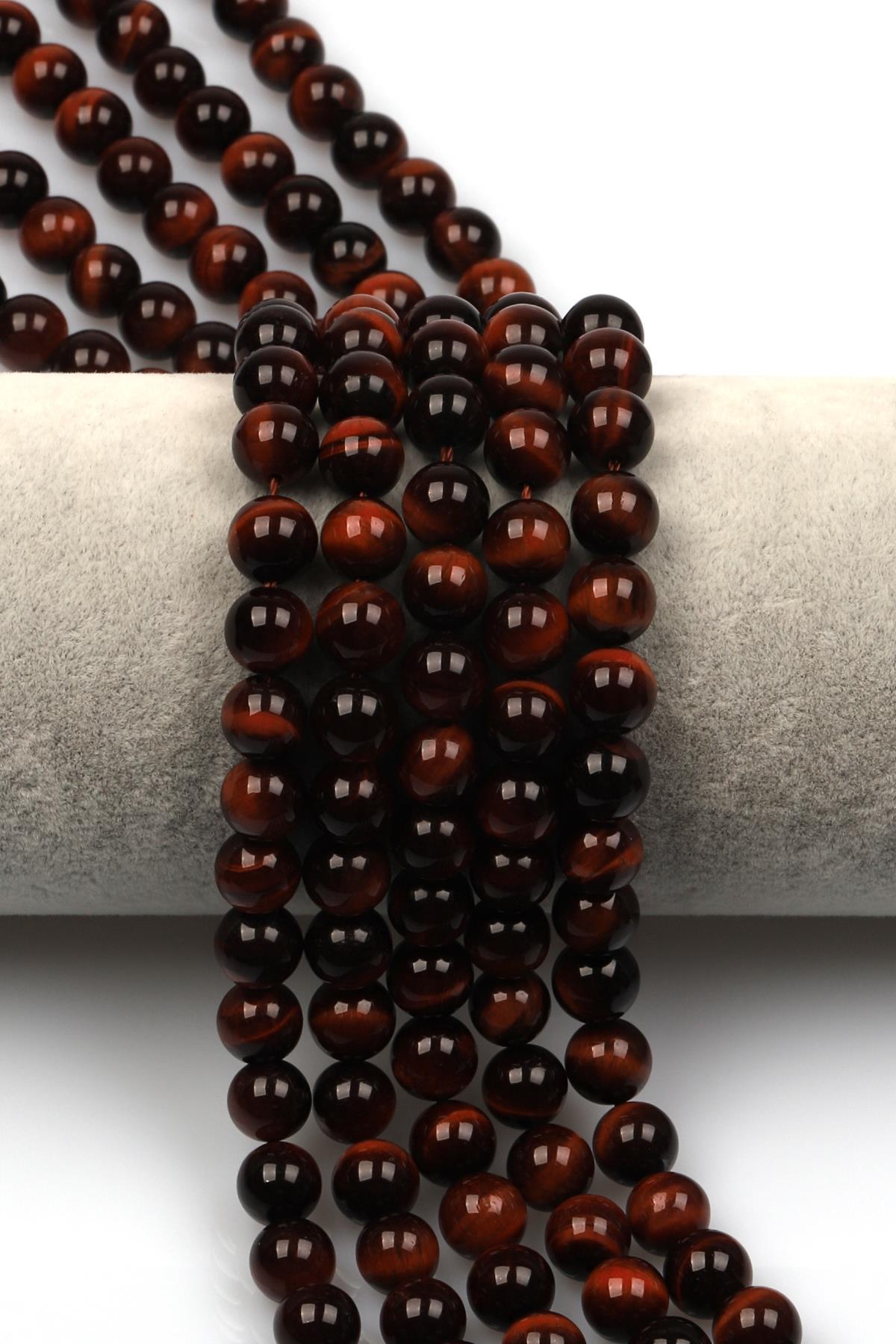 Kırmızı Kaplan Gözü ( AAA Kalite ) Doğal Taş Dizi 8 mm Küre Kesim