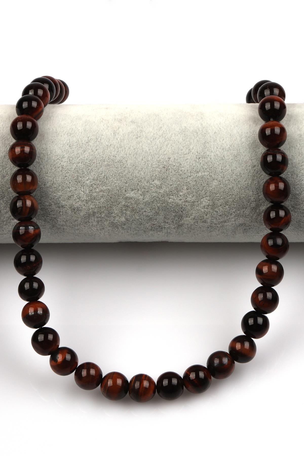 Kırmızı Kaplan Gözü ( AB Kalite ) Doğal Taş Dizi 10 mm Küre Kesim