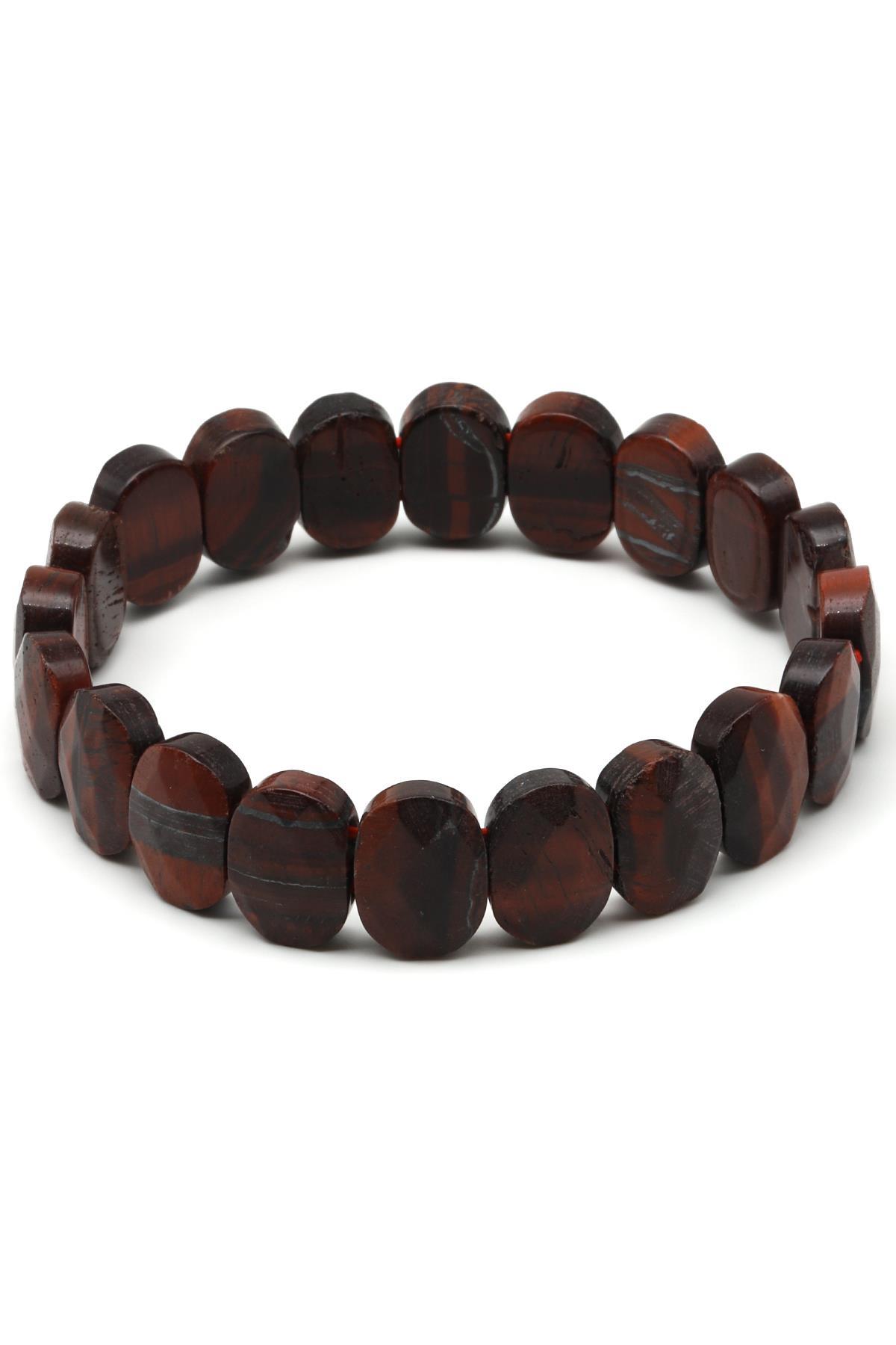 Kırmızı Kaplan Gözü Doğal Taş Bileklik 10 x 14 mm Özel Kesim