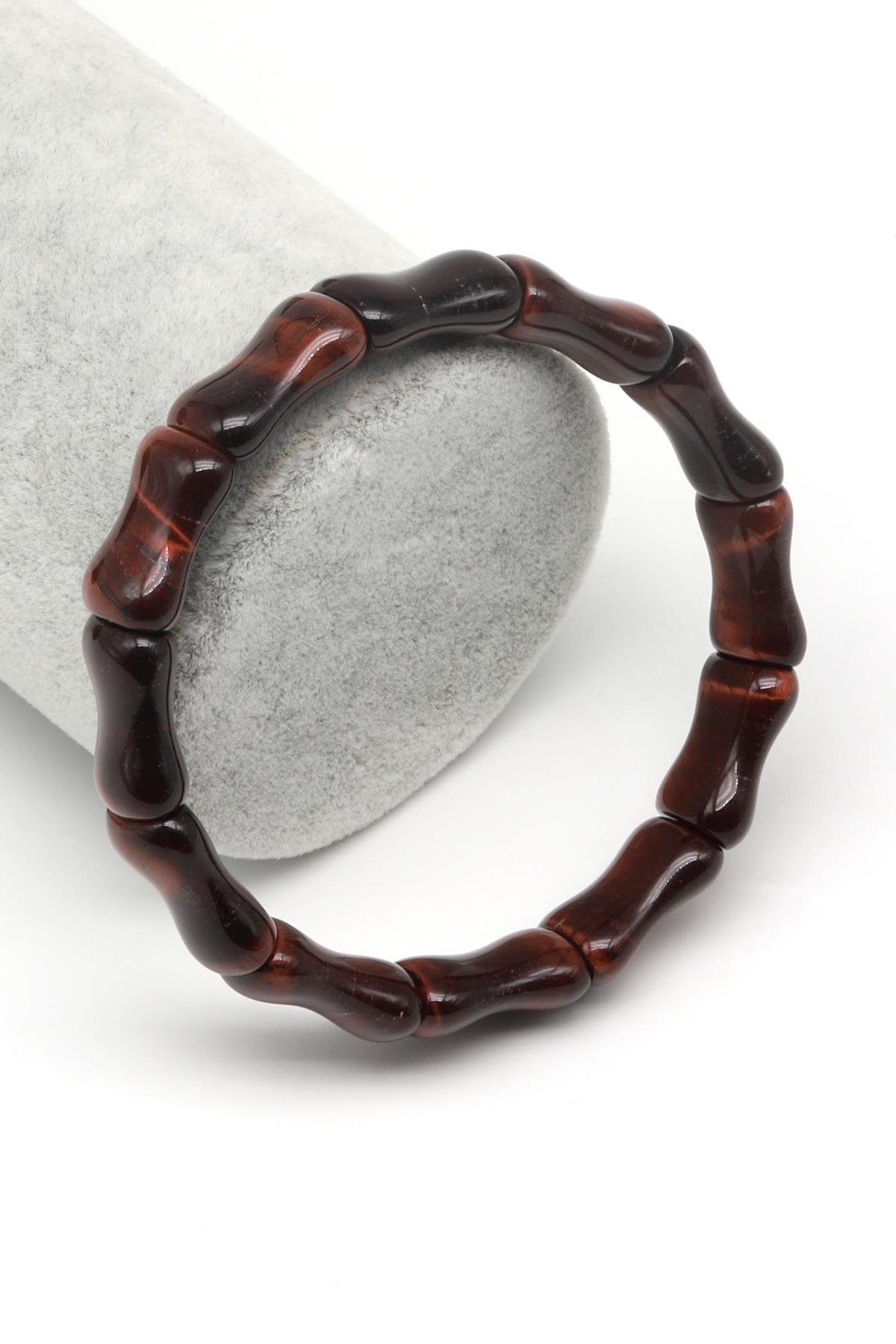 Kırmızı Kaplan Gözü Doğal Taş Bileklik 9 x 16 mm Özel Kesim