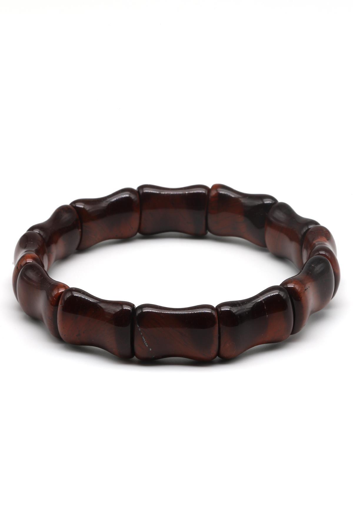 Kırmızı Kaplan Gözü Doğal Taş Bileklik 9 x 16 mm Özel Kesim