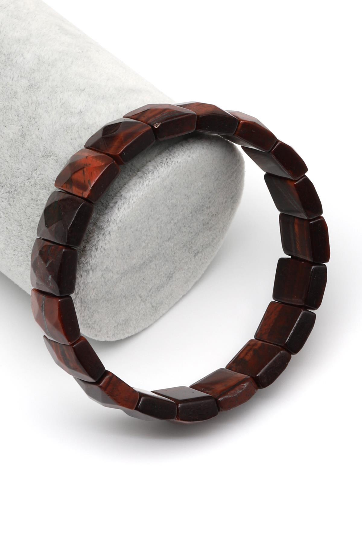 Kırmızı Kaplan Gözü Doğal Taş Bileklik 10 x 14 mm Özel Kesim