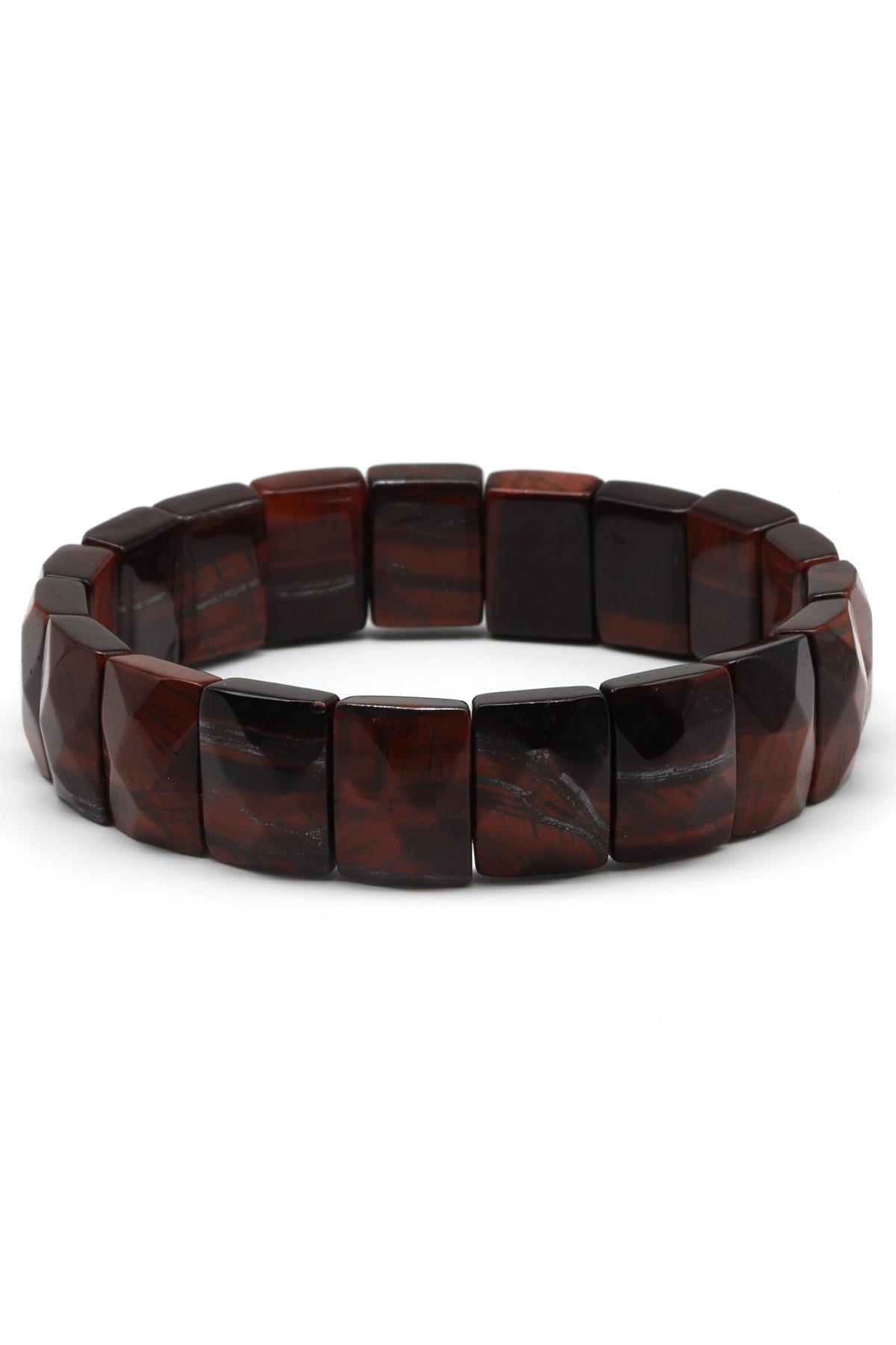 Kırmızı Kaplan Gözü Doğal Taş Bileklik 10 x 14 mm Özel Kesim