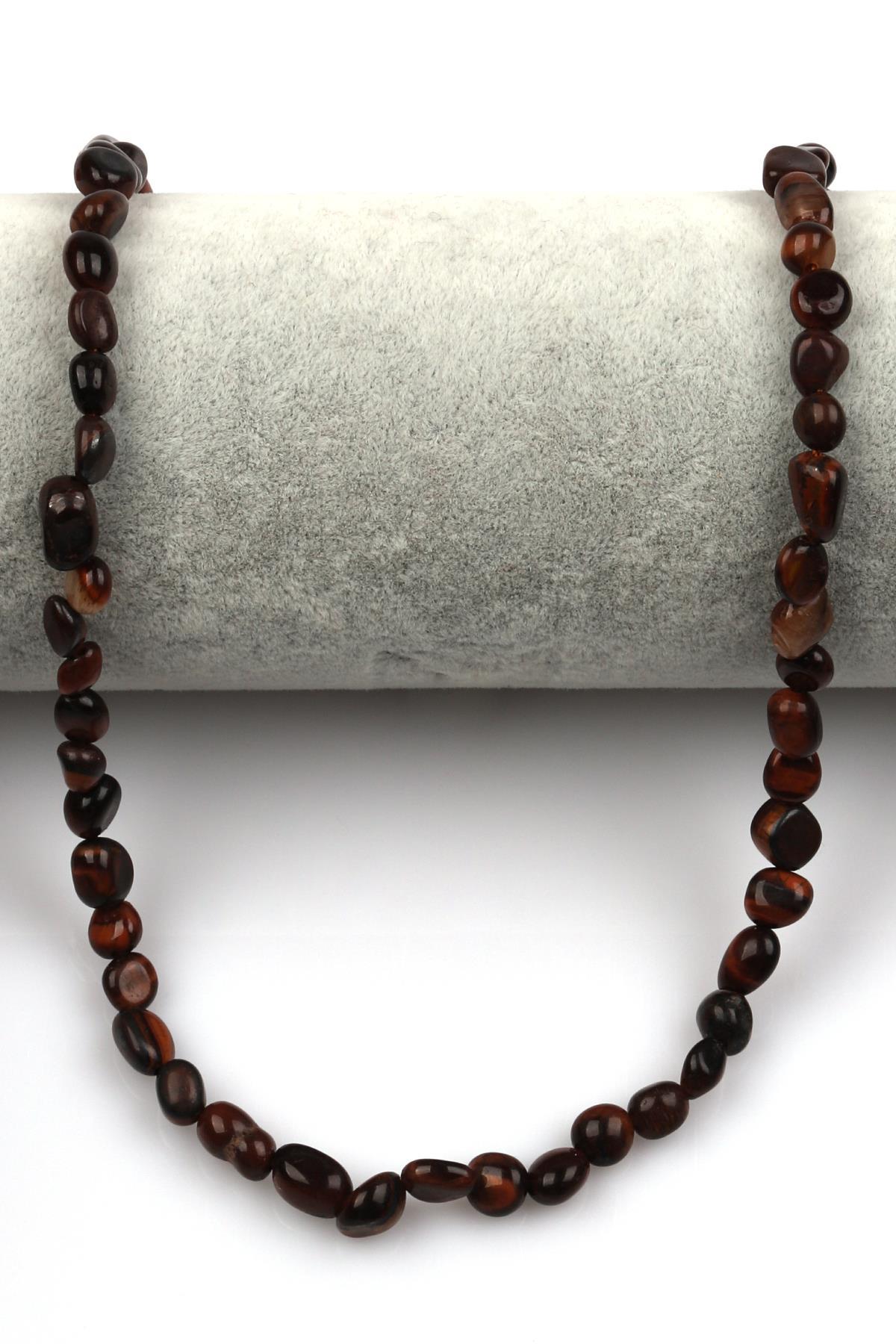 Kırmızı Kaplan Gözü Doğal Taş Dizi 6 x 8 mm Mercimek Kesim