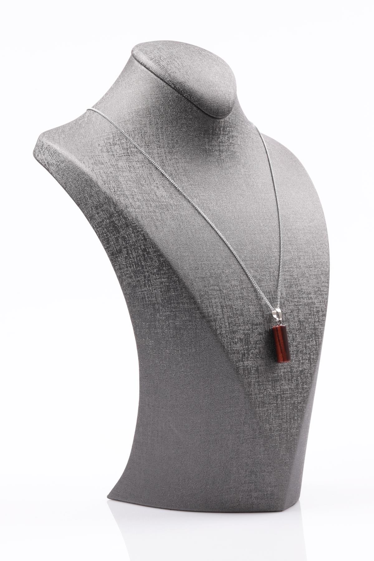 Kırmızı Kaplan Gözü Doğal Taş Silindir Kesim Kolye