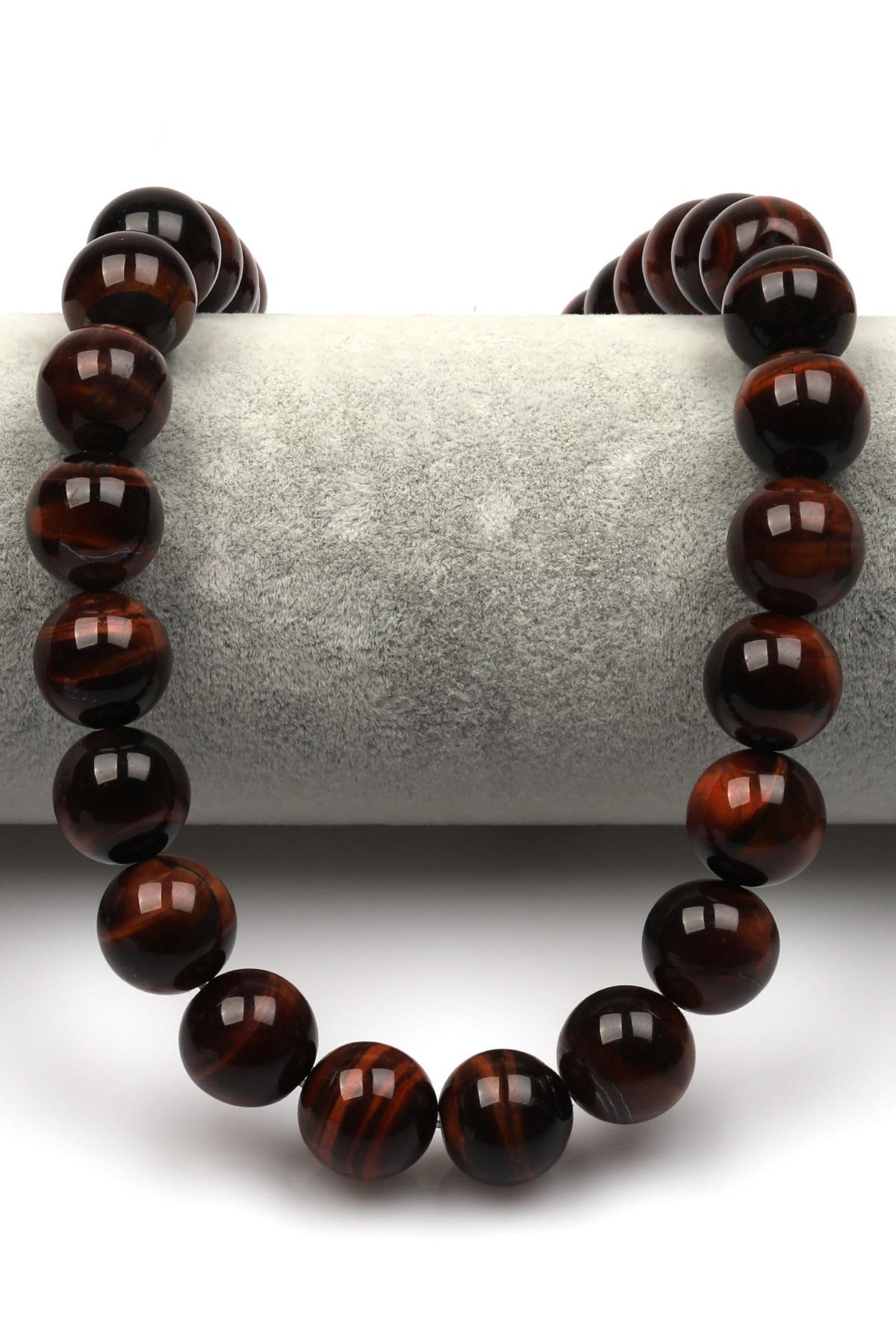 Kırmızı Kaplan Gözü Doğaltaş Dizi 14 mm Küre Kesim