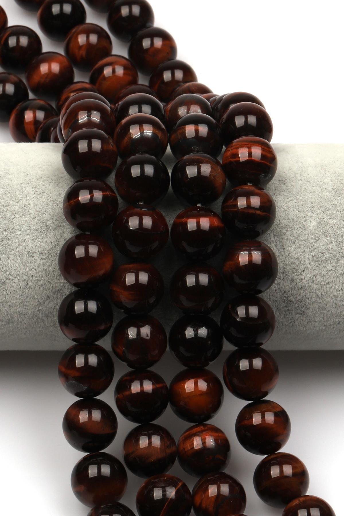 Kırmızı Kaplan Gözü Doğaltaş Dizi 14 mm Küre Kesim