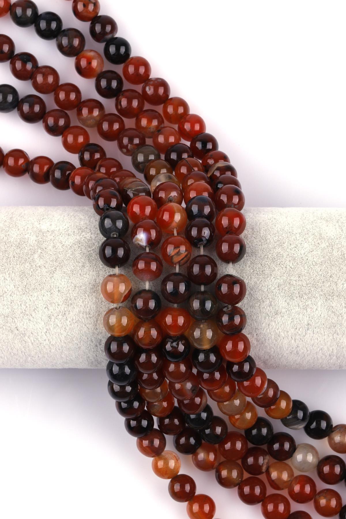 Koyu Kahverengi Akik Doğal Taş Dizi 10 mm Küre Kesim