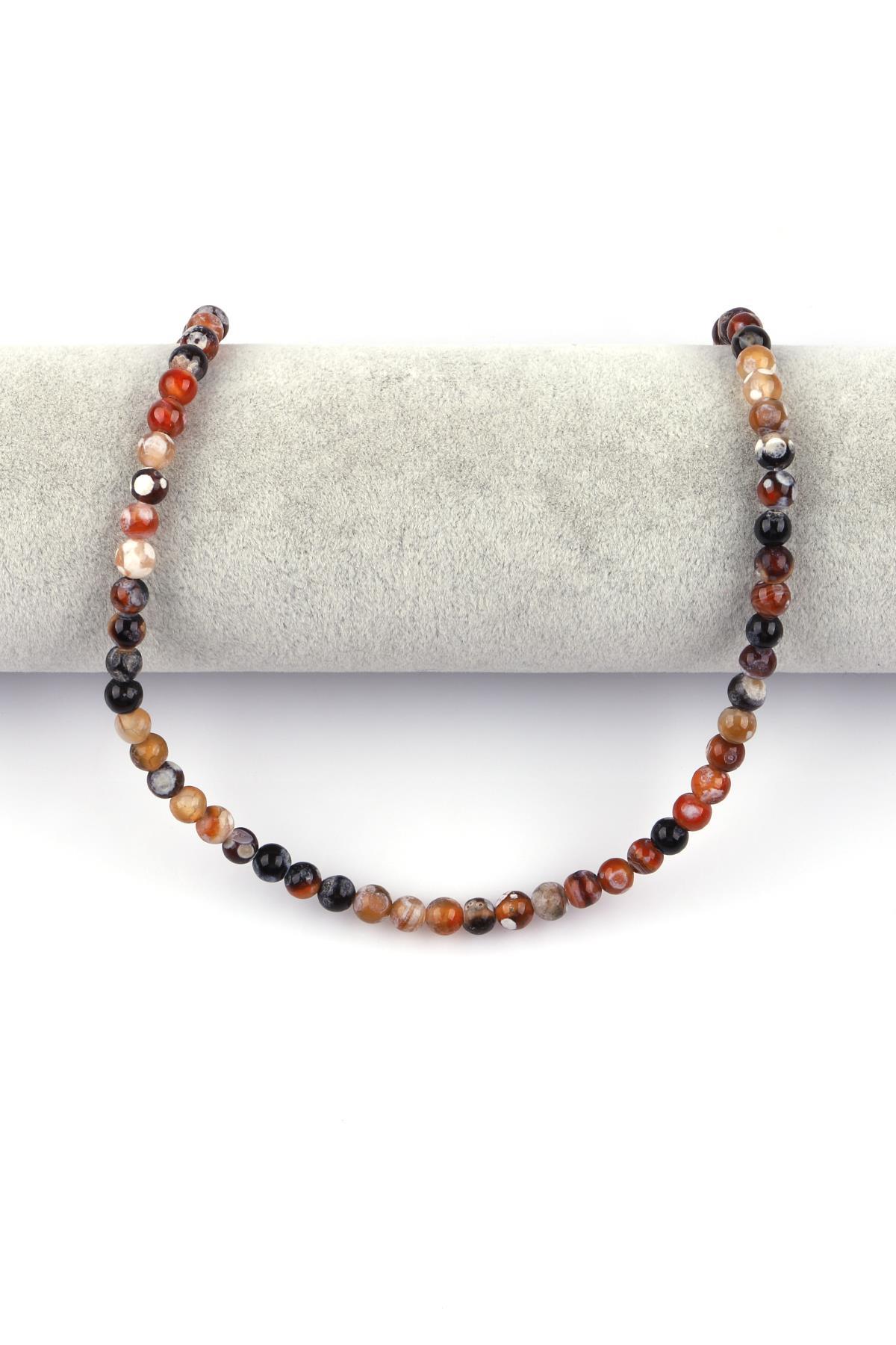 Koyu Kahverengi Akik Doğal Taş Dizi 6 mm Küre Kesim