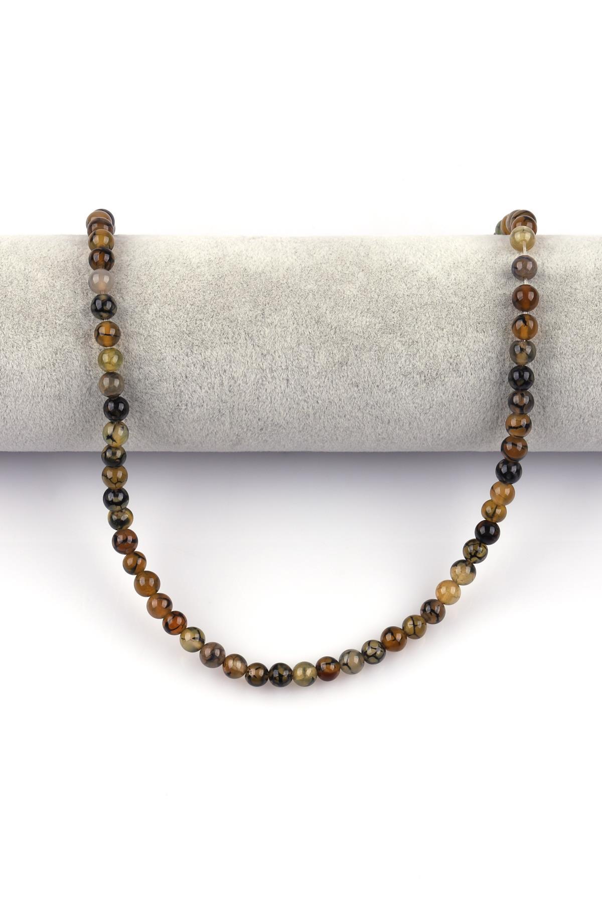 Koyu Yeşil Akik Doğal Taş Dizi 6 mm Küre Kesim