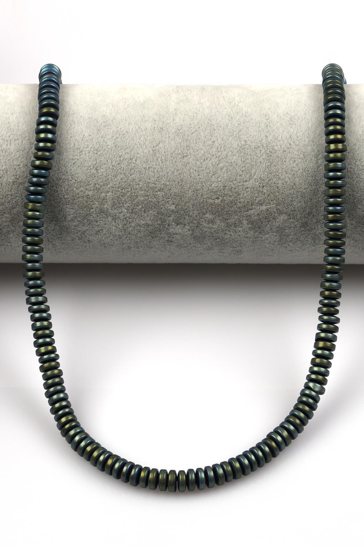 Koyu Yeşil Hematit Dizi 2 x 6 mm Rondel Kesim