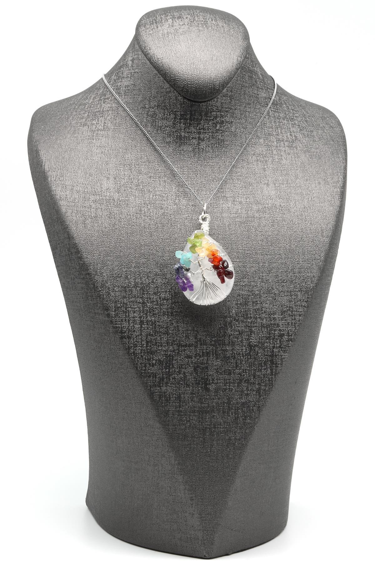 Kristal Kuvars - Çakra Doğal Taş Damla Model Kolye