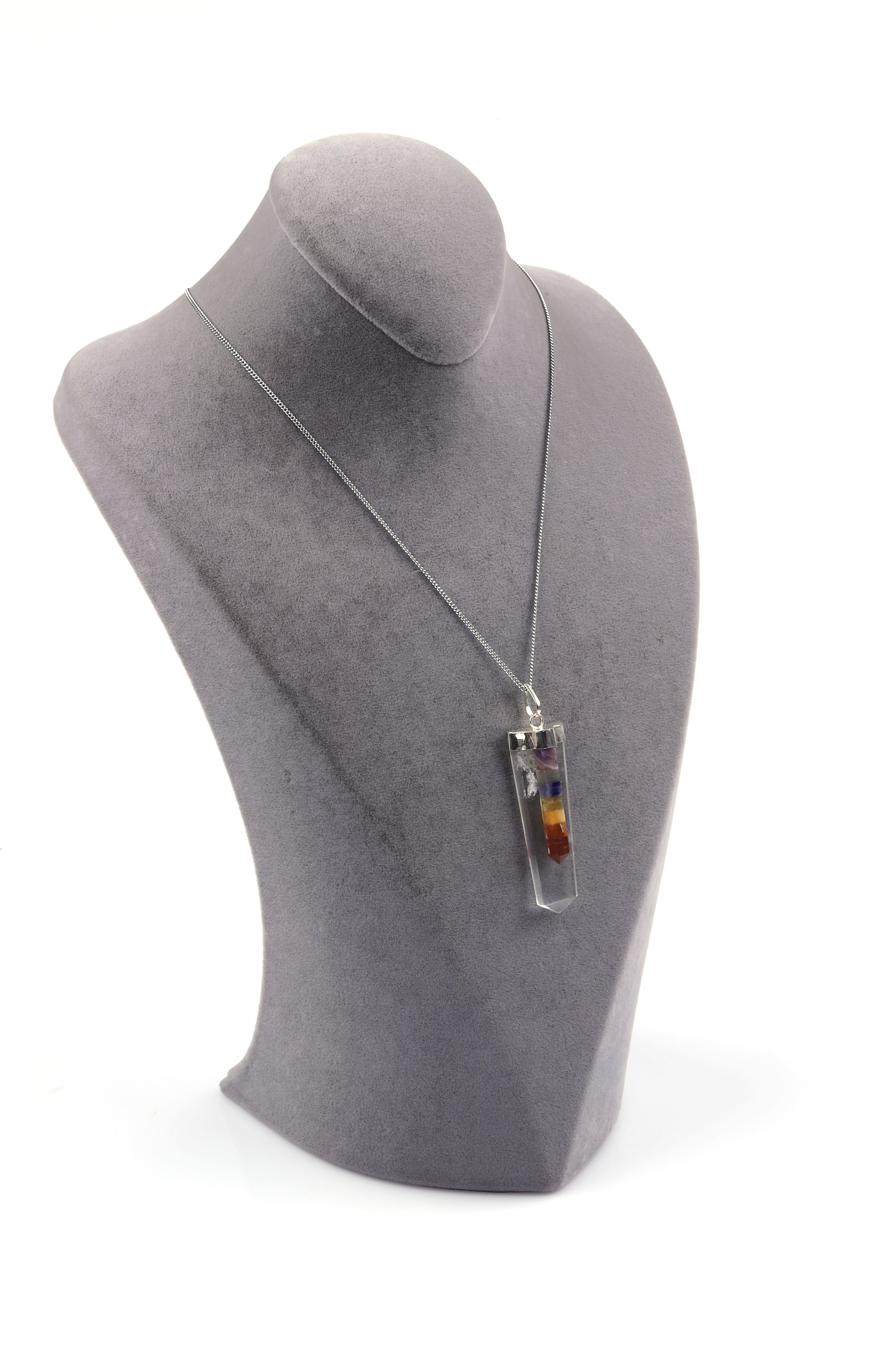 Kristal Kuvars Çakra Doğal Taş Kolye