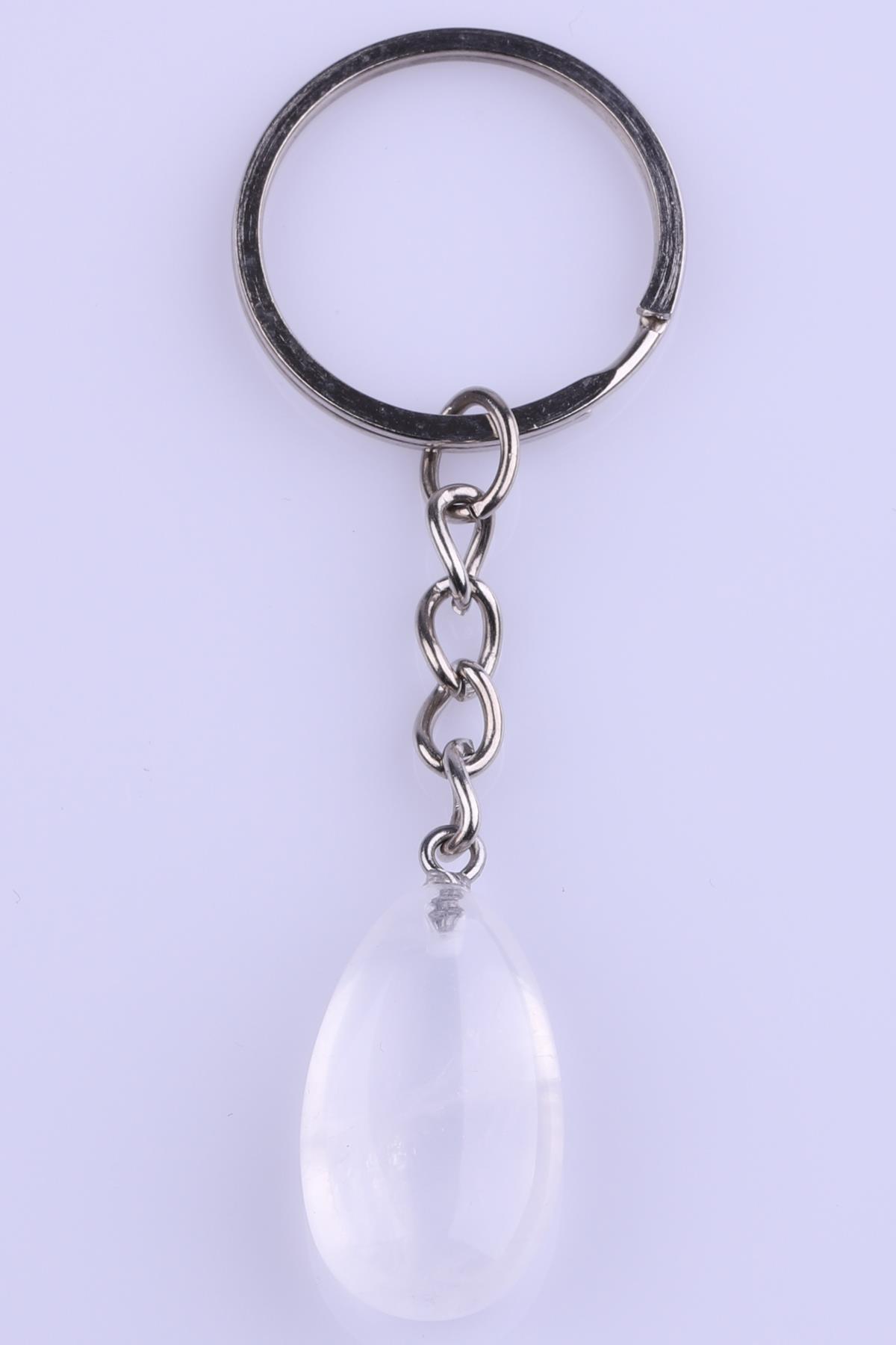 Kristal Kuvars Doğal Taş Anahtarlık 