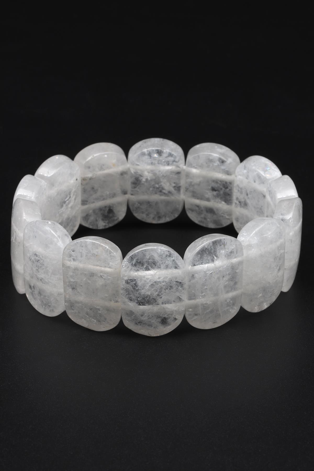 Kristal Kuvars Doğal Taş Bileklik 15 x 24 mm Özel Kesim