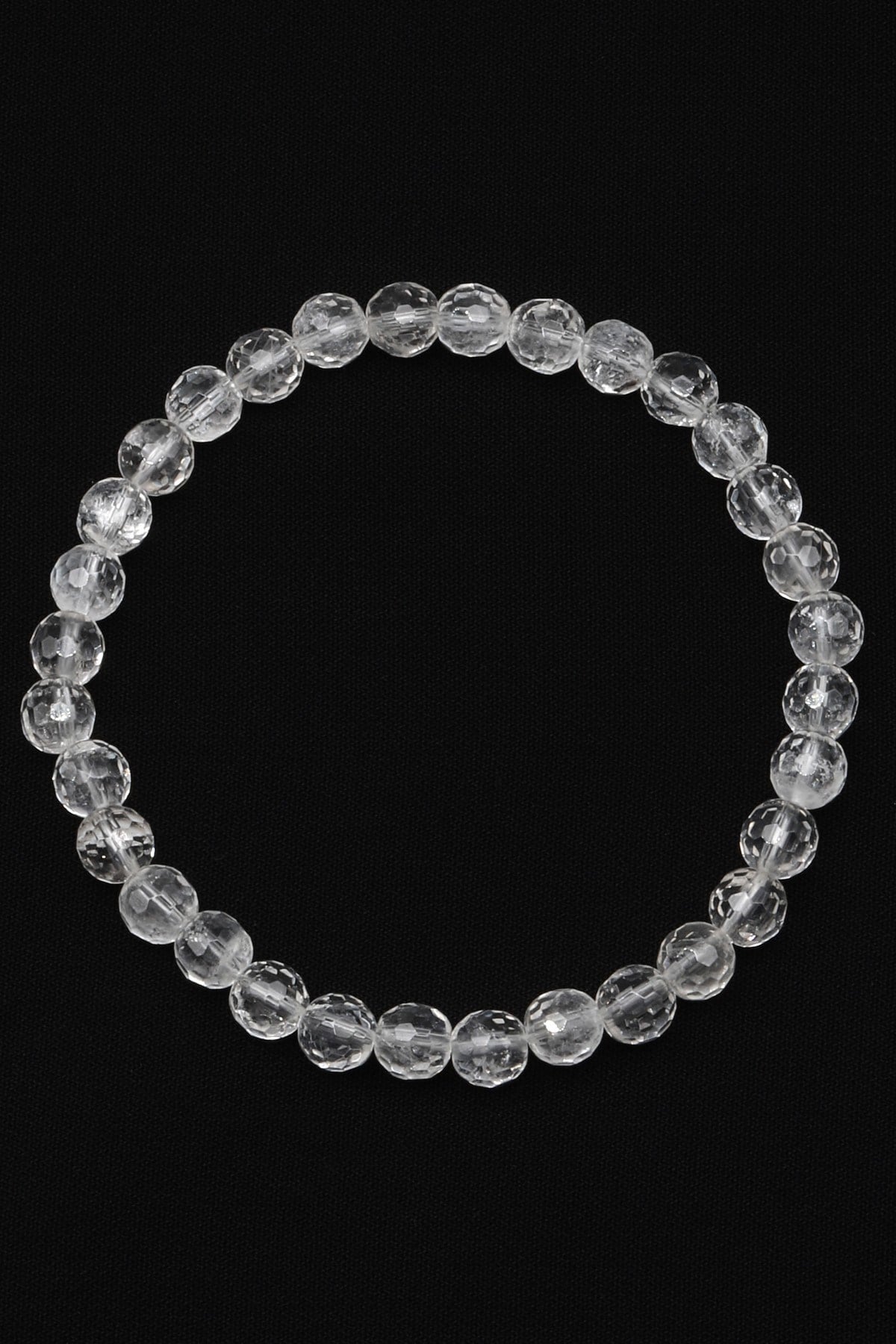 Kristal Kuvars Doğal Taş Bileklik 6 mm Fasetli Küre Kesim - BLK-2325