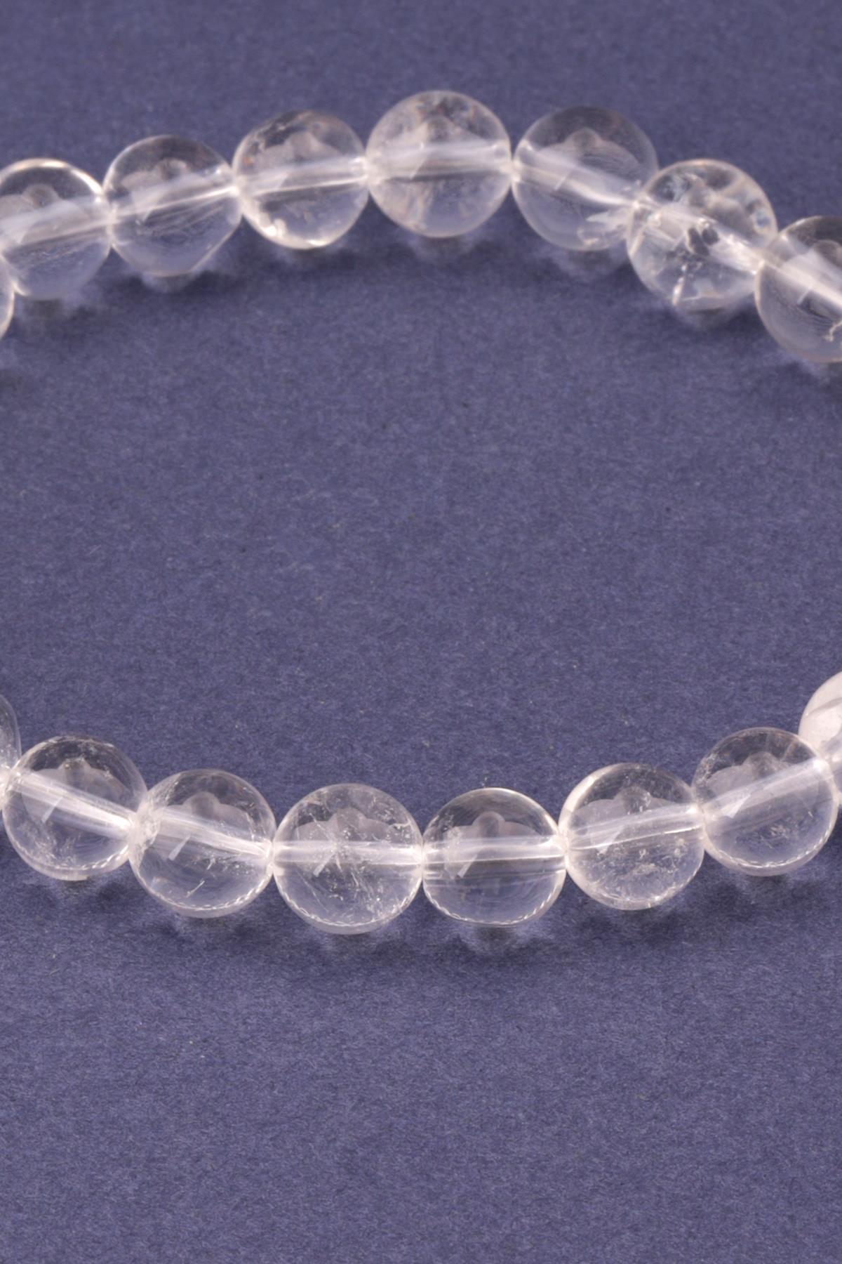 Kristal Kuvars Doğal Taş Bileklik 8 mm Küre Kesim