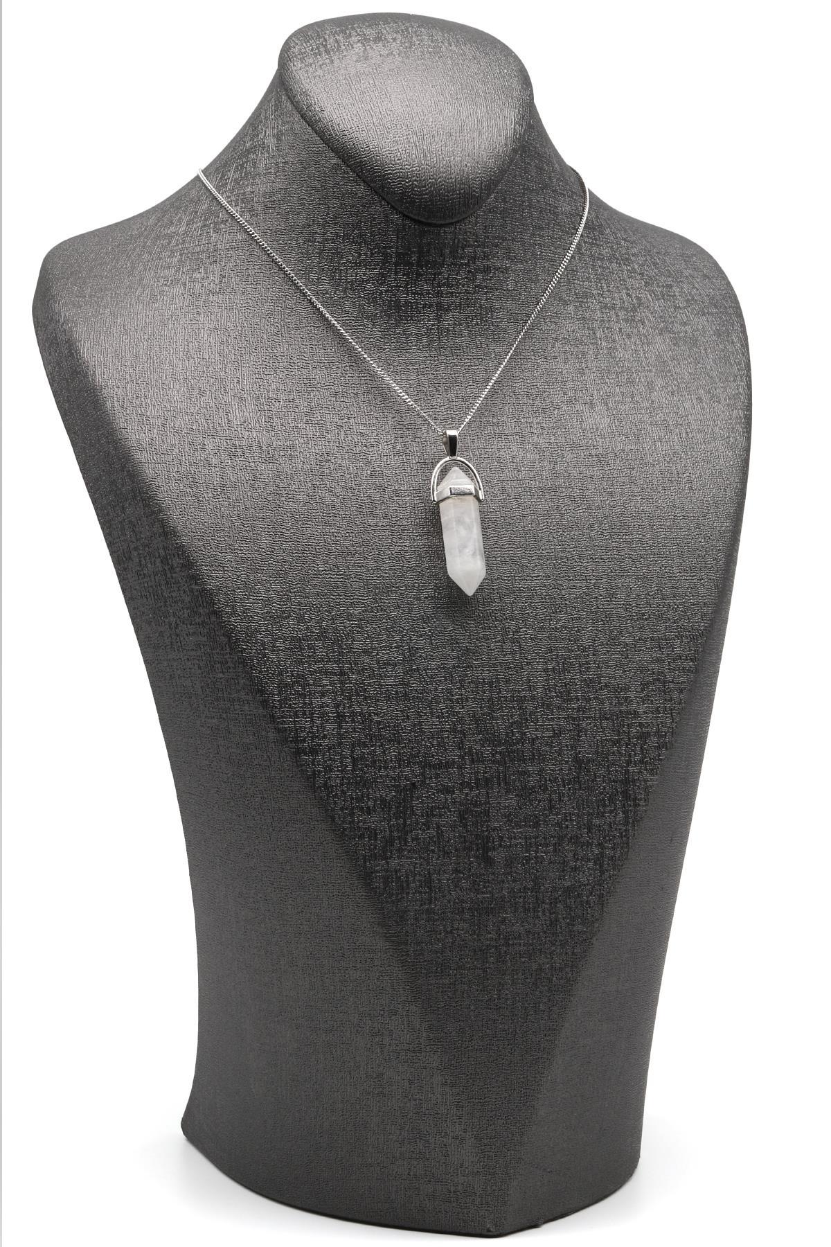 Kristal Kuvars Doğal Taş Çivi Model Kolye