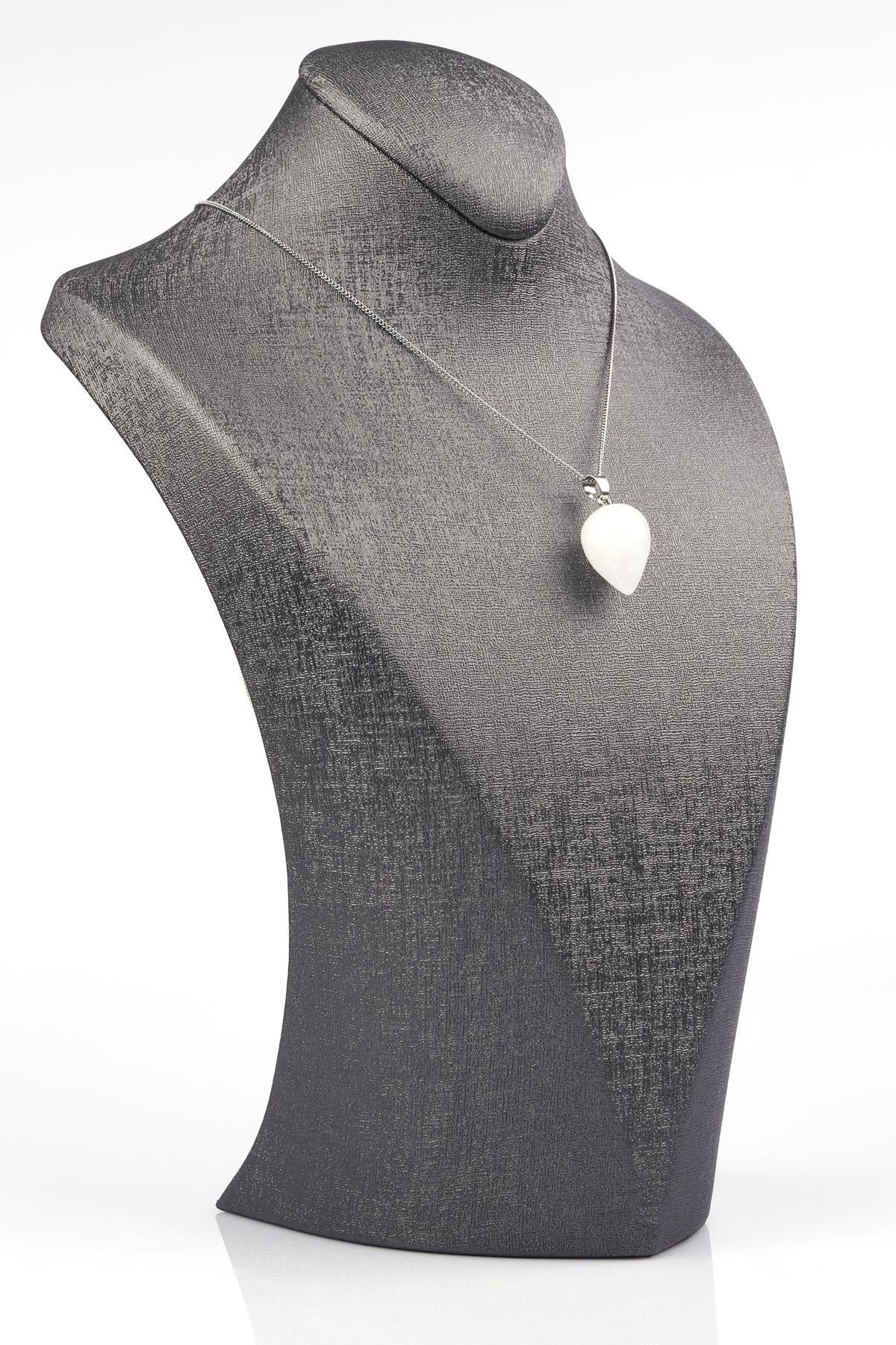 Kristal Kuvars Doğal Taş Damla Model Kolye 