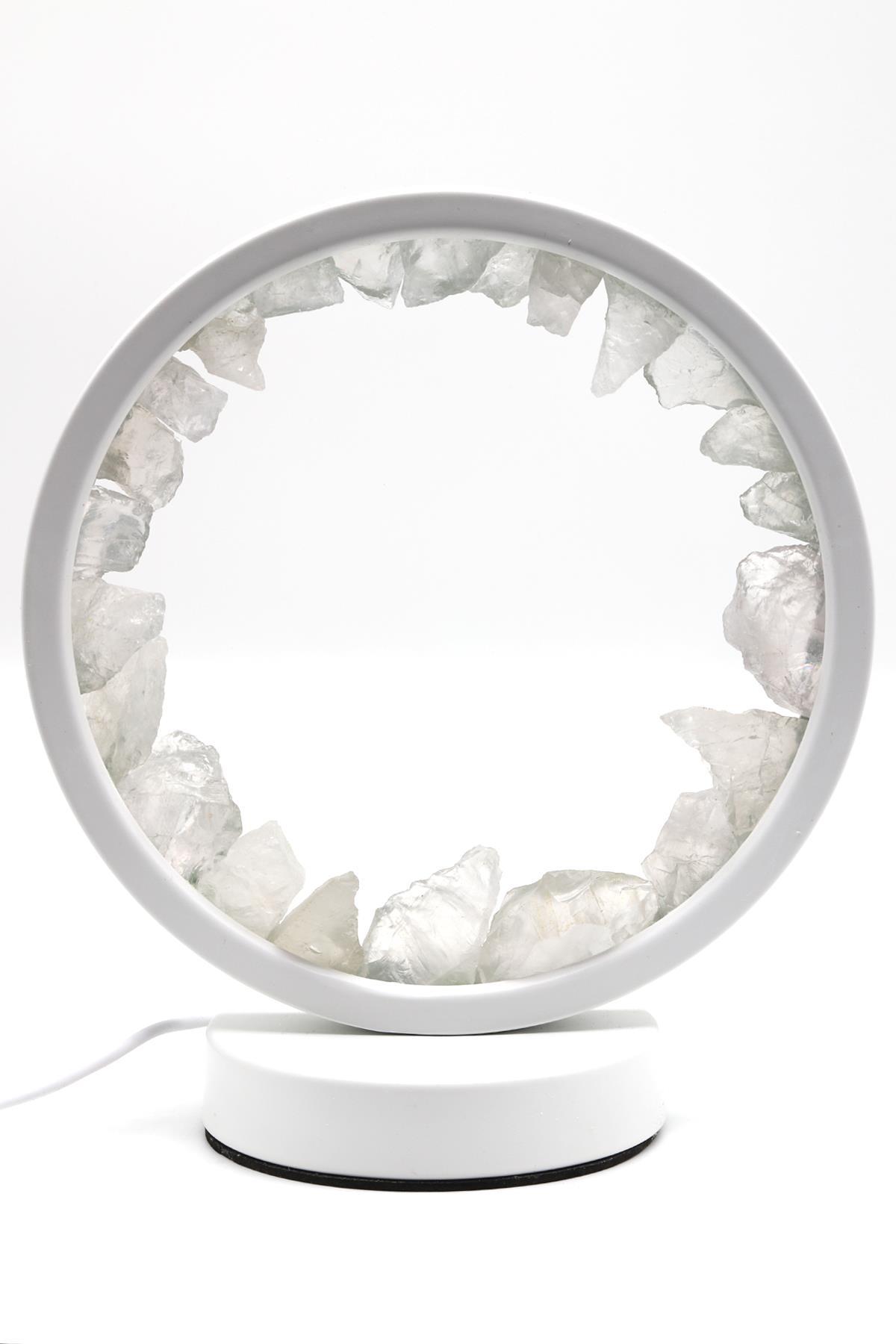 Kristal Kuvars Doğal Taş Gold Lamba