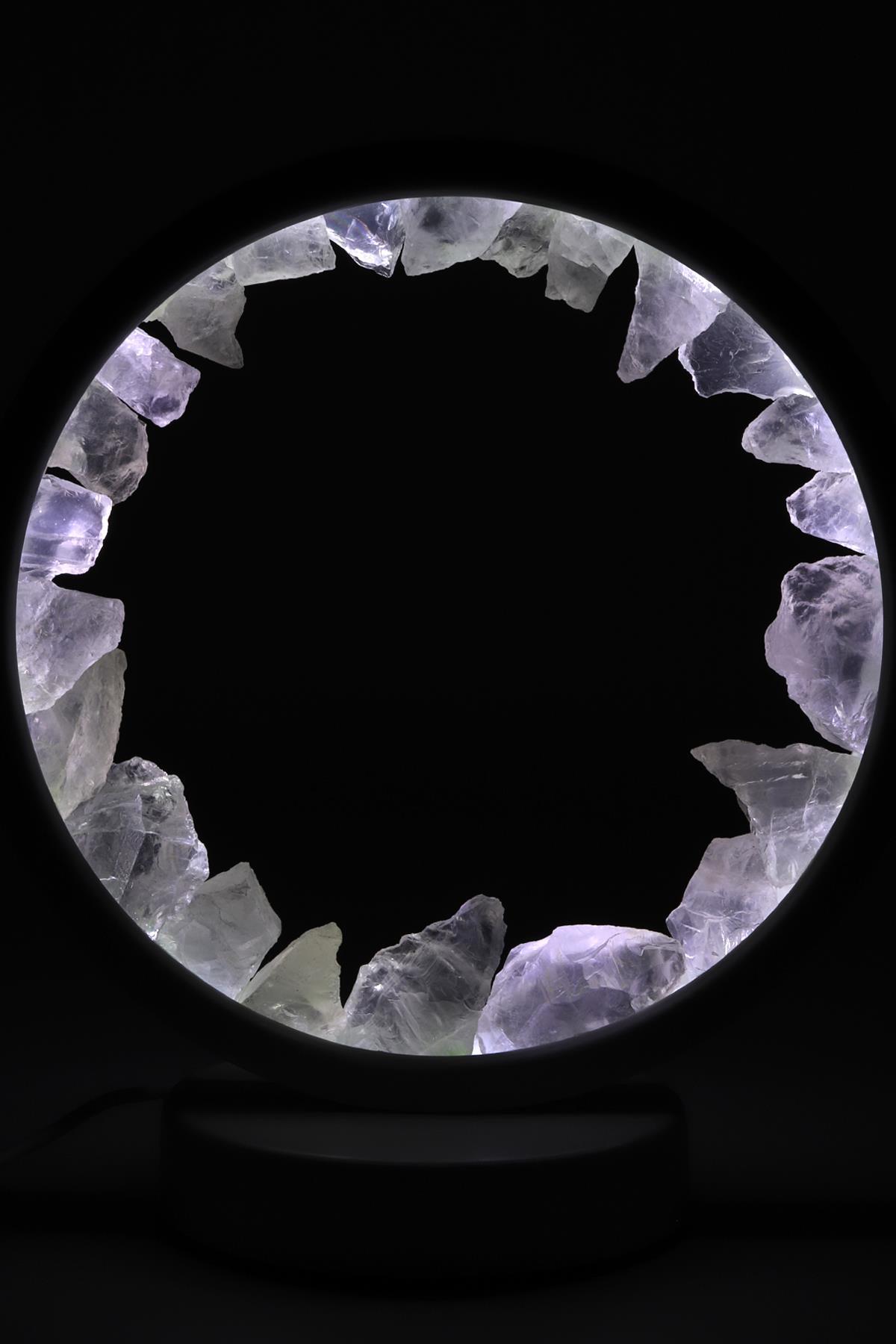 Kristal Kuvars Doğal Taş Gold Lamba