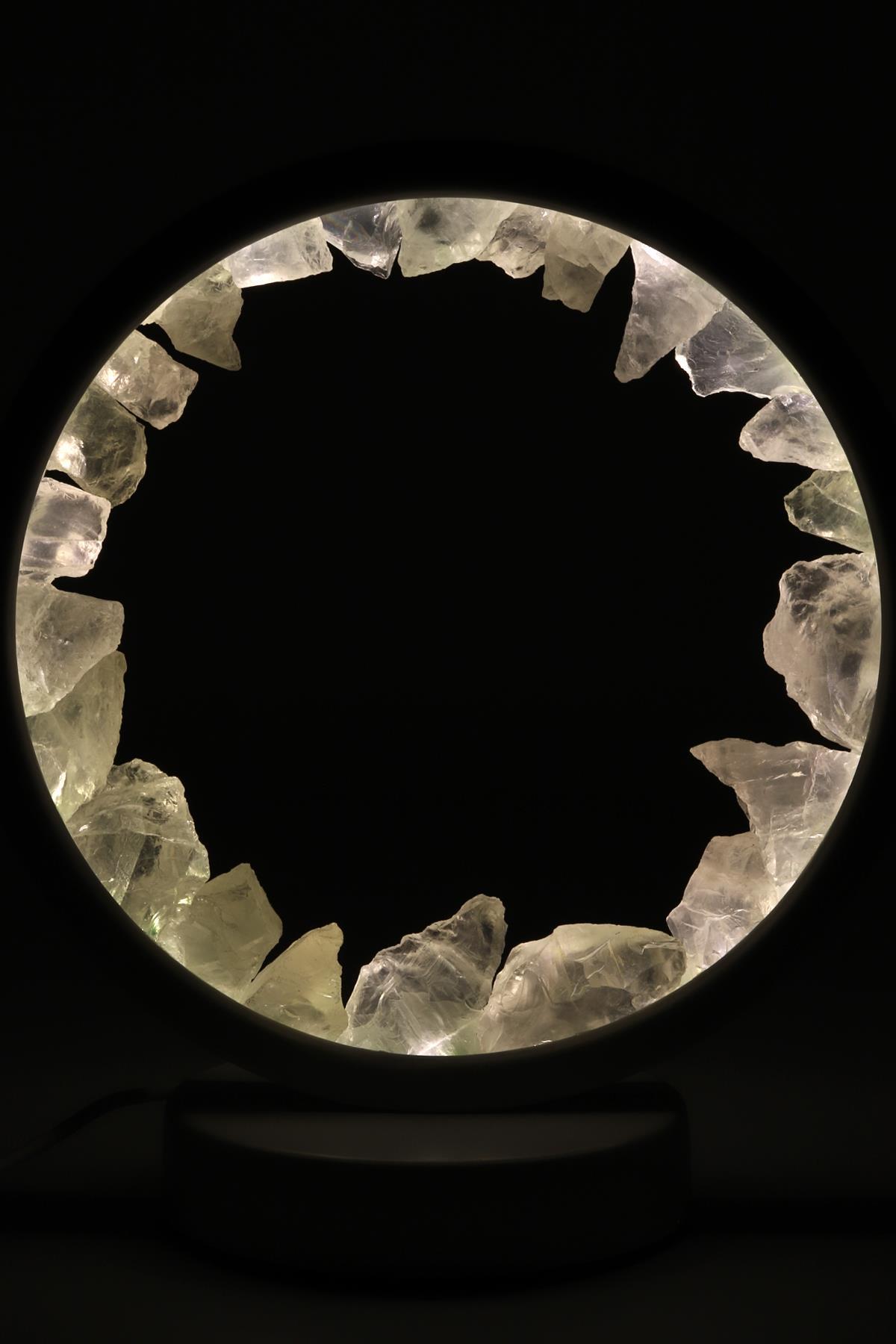 Kristal Kuvars Doğal Taş Gold Lamba