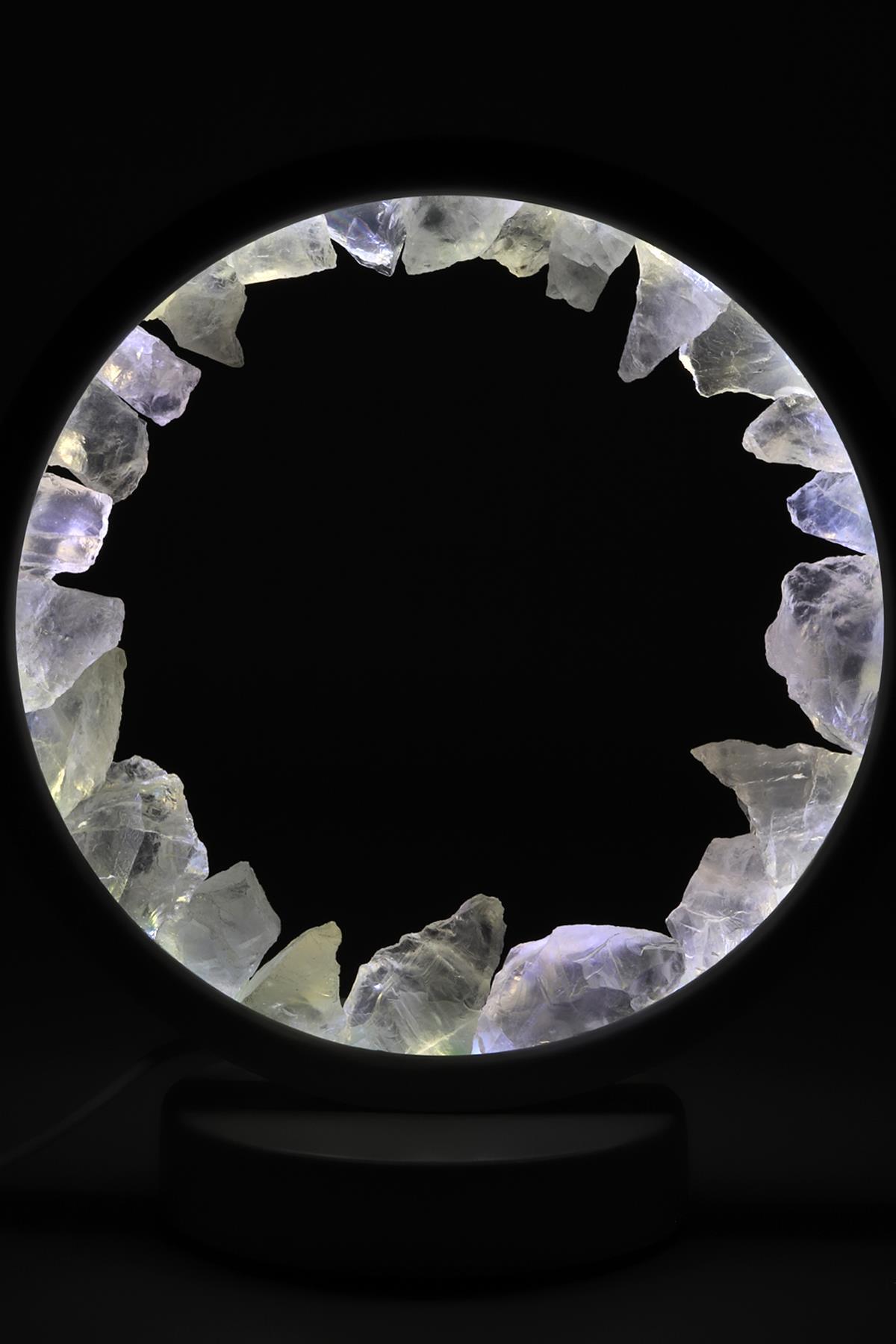 Kristal Kuvars Doğal Taş Gold Lamba