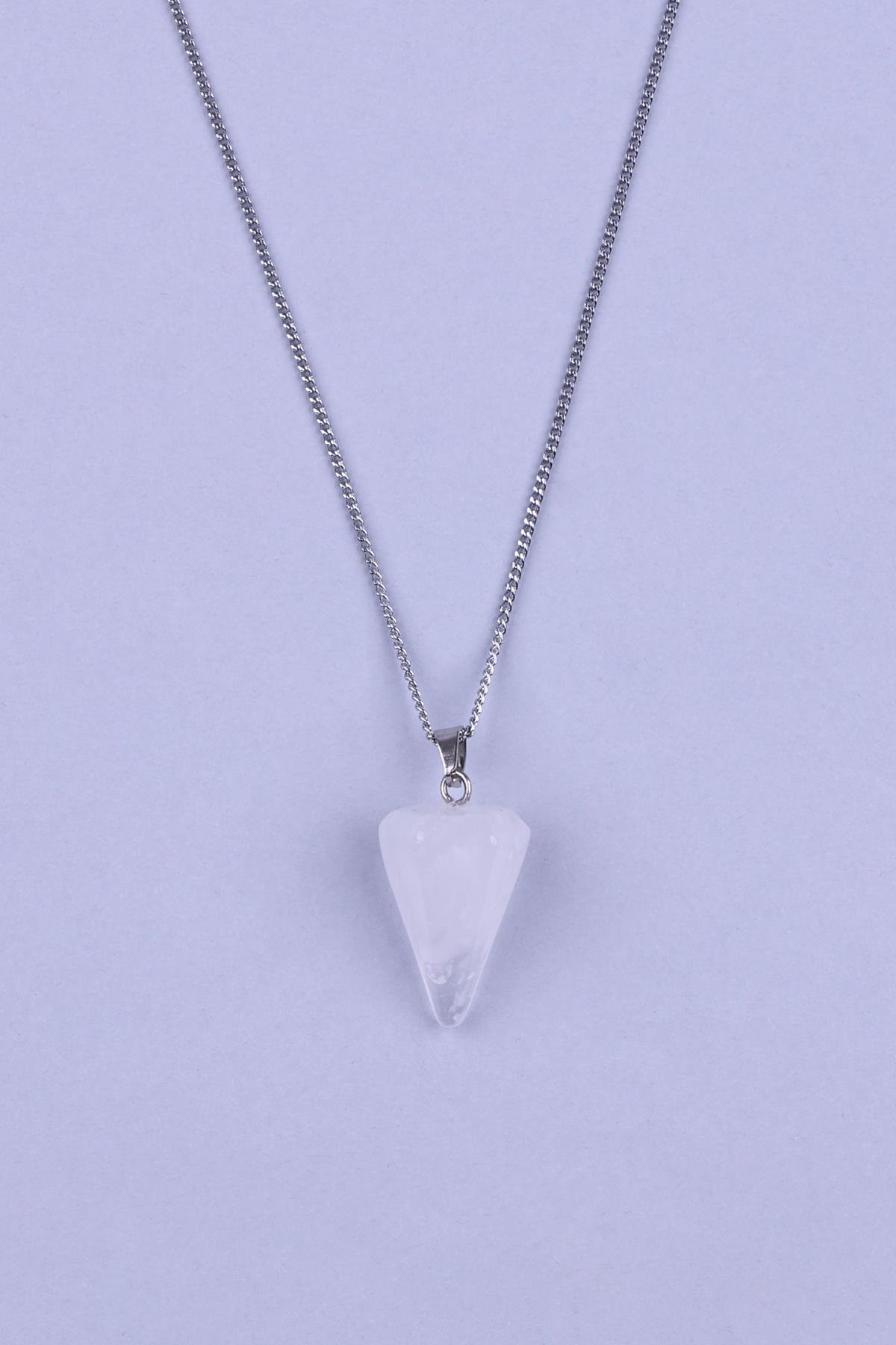 Kristal Kuvars Doğal Taş Kolye