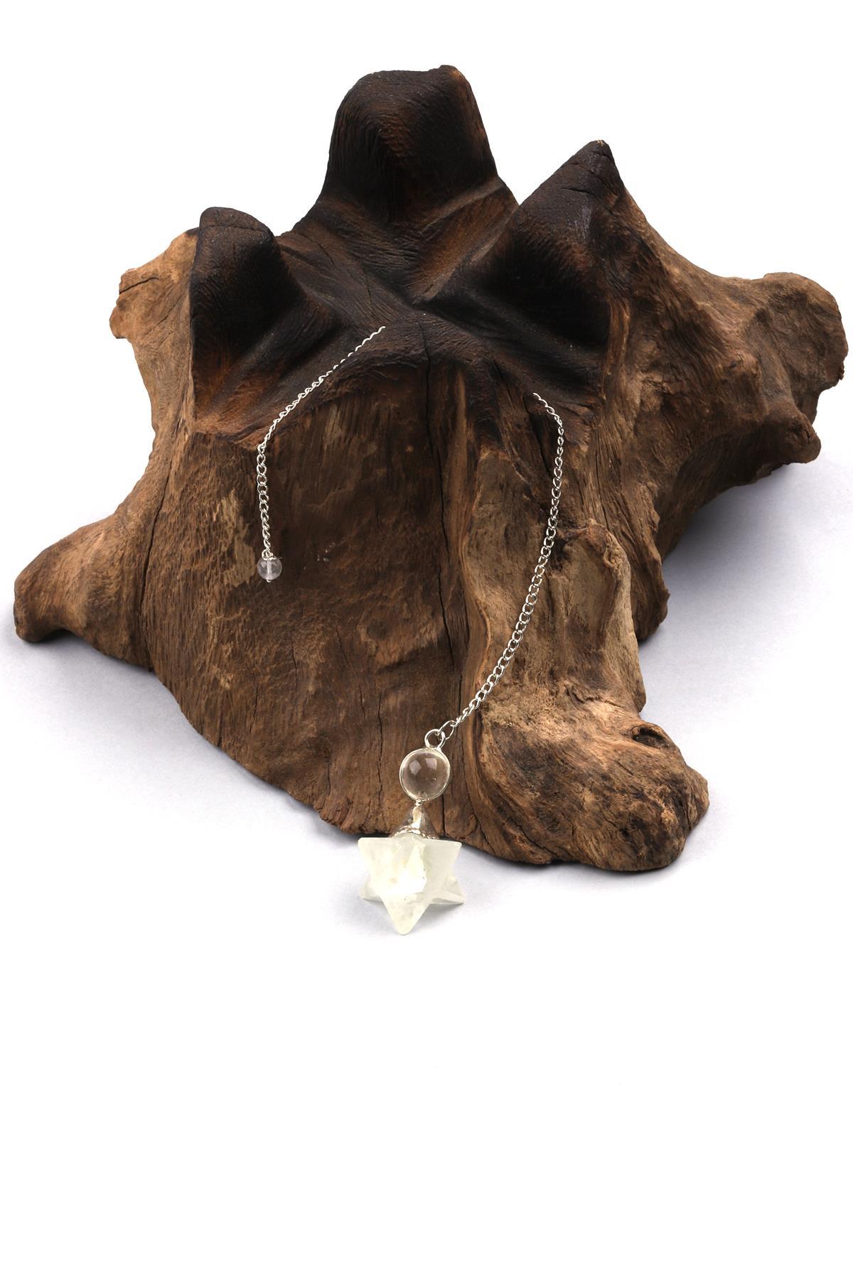 Kristal Kuvars Doğal Taş Merkaba Pandül