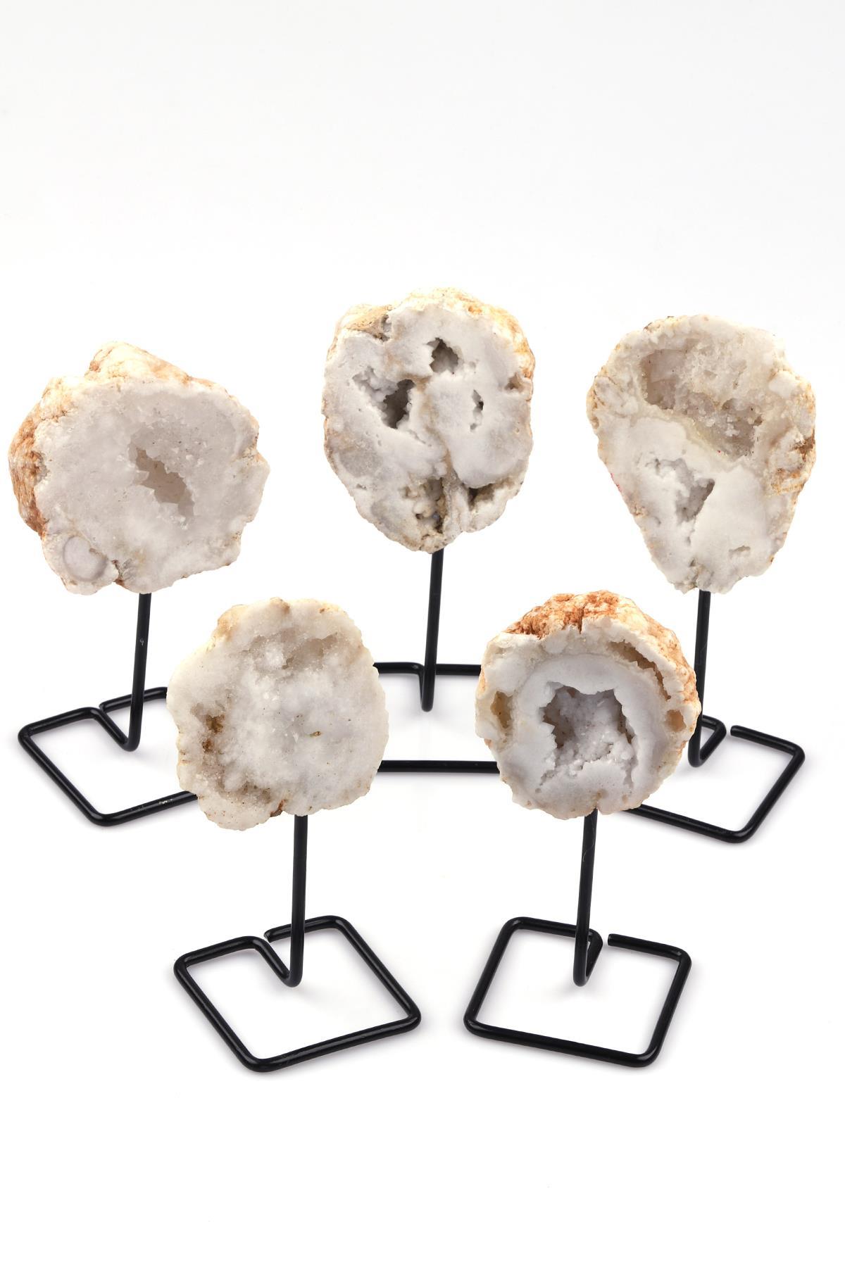 Kristal Kuvars Doğal Taş Standlı Ham Parça