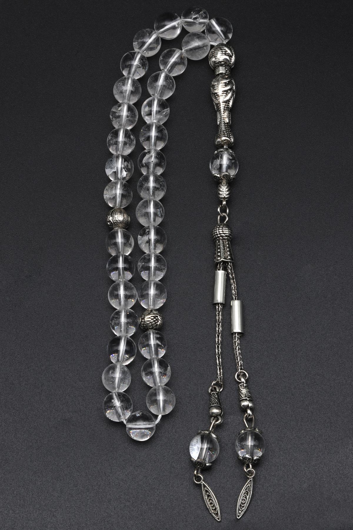 Kristal Kuvars Doğal Taş Tesbih 8 mm Küre Kesim