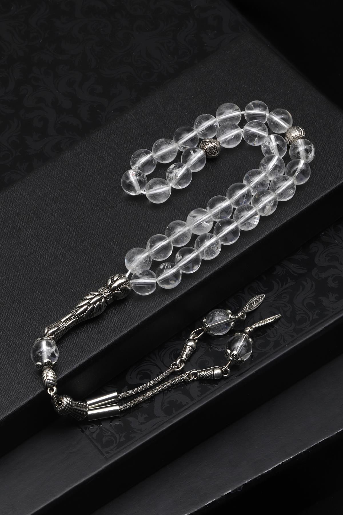 Kristal Kuvars Doğal Taş Tesbih 8 mm Küre Kesim