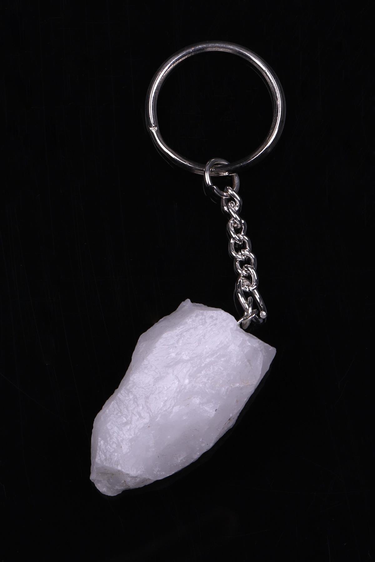 Kristal Kuvars Taşı Doğal Taş Anahtarlık