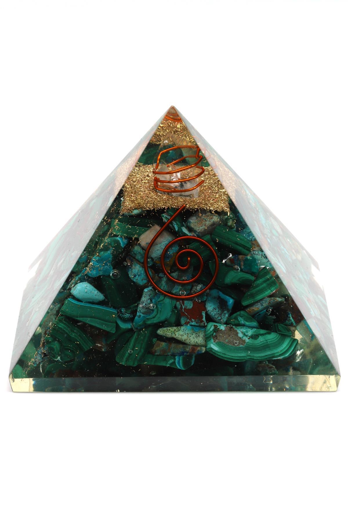 Krizokol - Malakit Taşından Orgonit Piramit