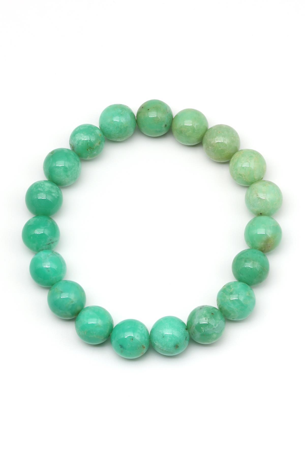 Krizopras Doğal Taş Bileklik 10 mm Küre Kesim