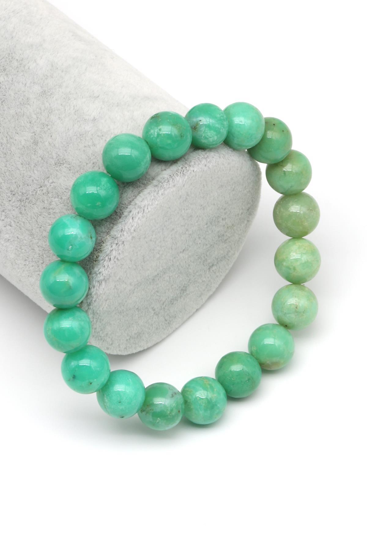 Krizopras Doğal Taş Bileklik 10 mm Küre Kesim