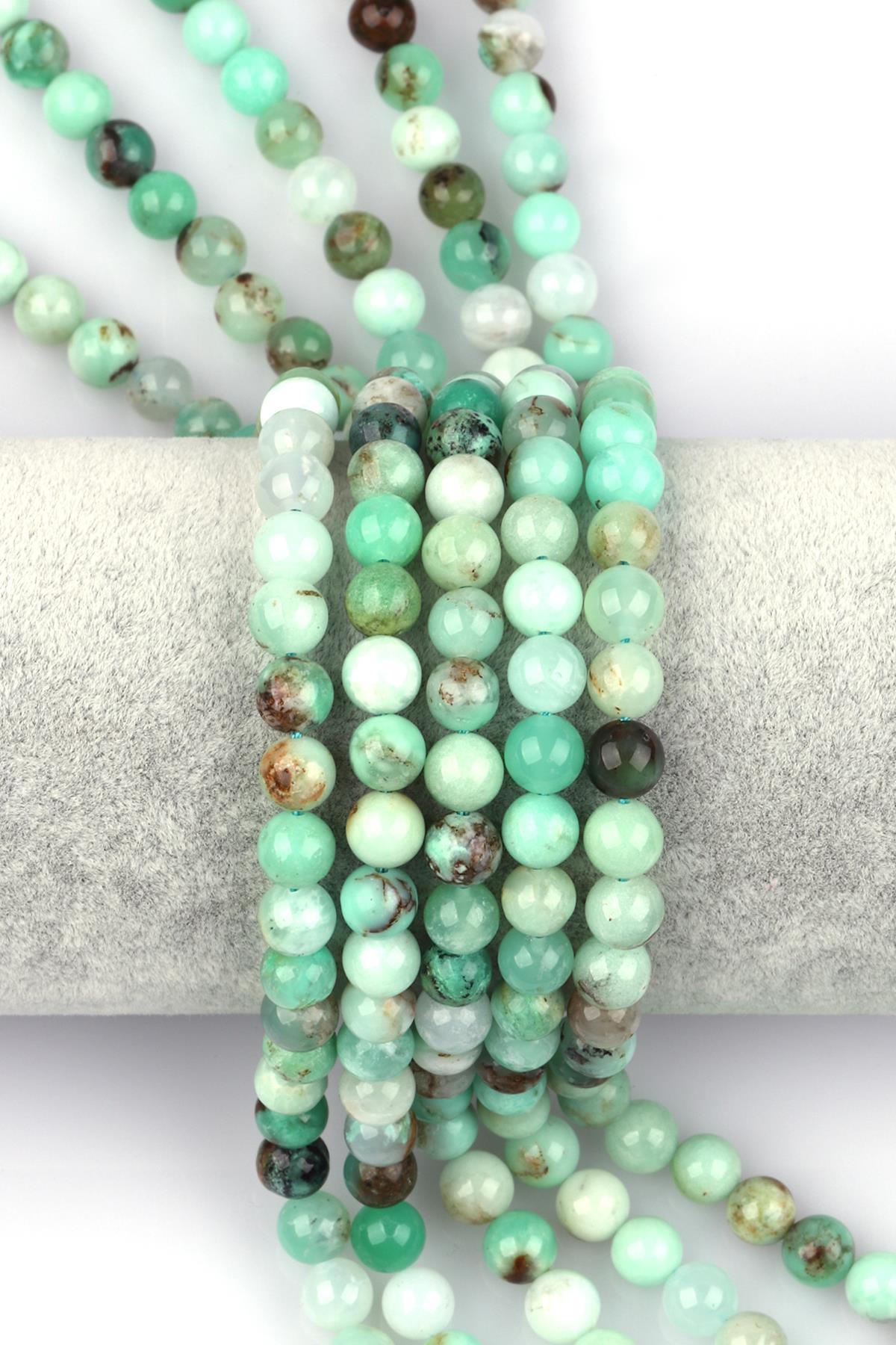 Krizopras Doğal Taş Dizi 6 mm Küre Kesim