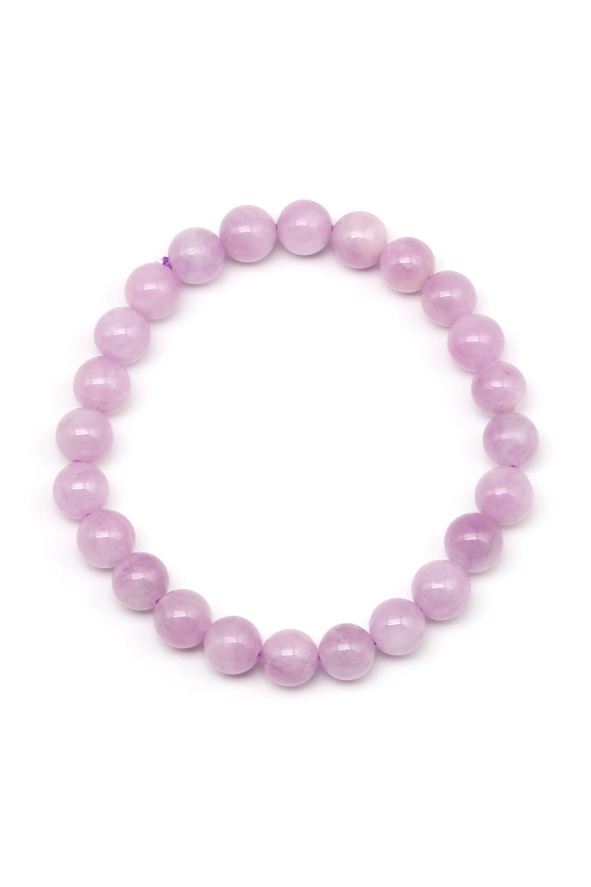 Kunzit Doğal Taş Bileklik 7 mm Küre Kesim