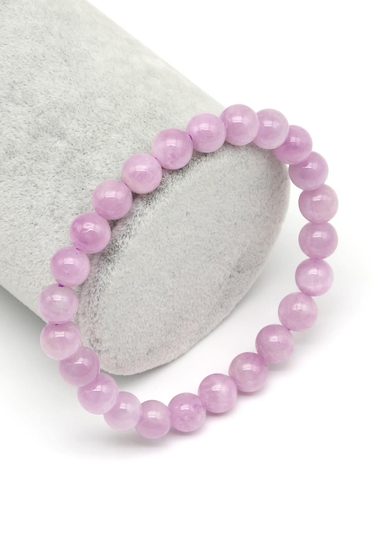 Kunzit Doğal Taş Bileklik 7 mm Küre Kesim