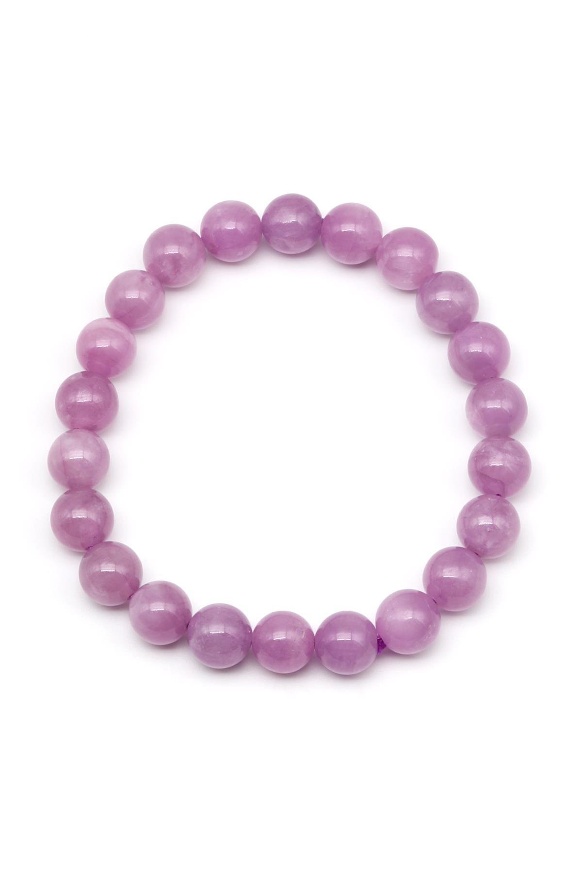 Kunzit Doğal Taş Bileklik 9 mm Küre Kesim