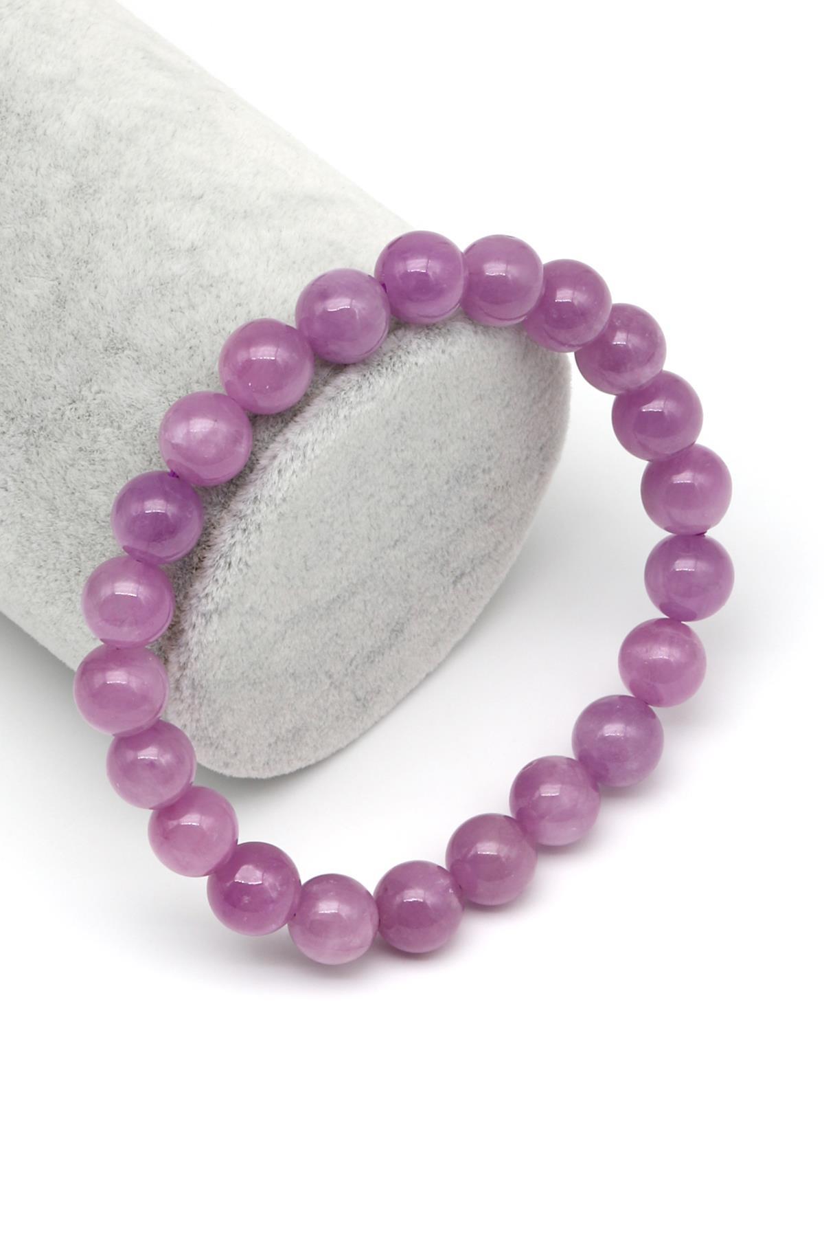 Kunzit Doğal Taş Bileklik 9 mm Küre Kesim