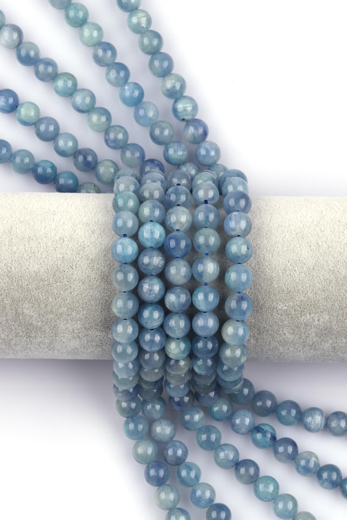 Kyanit ( AB Kalite ) Doğal Taş Dizi 8 mm Küre Kesim
