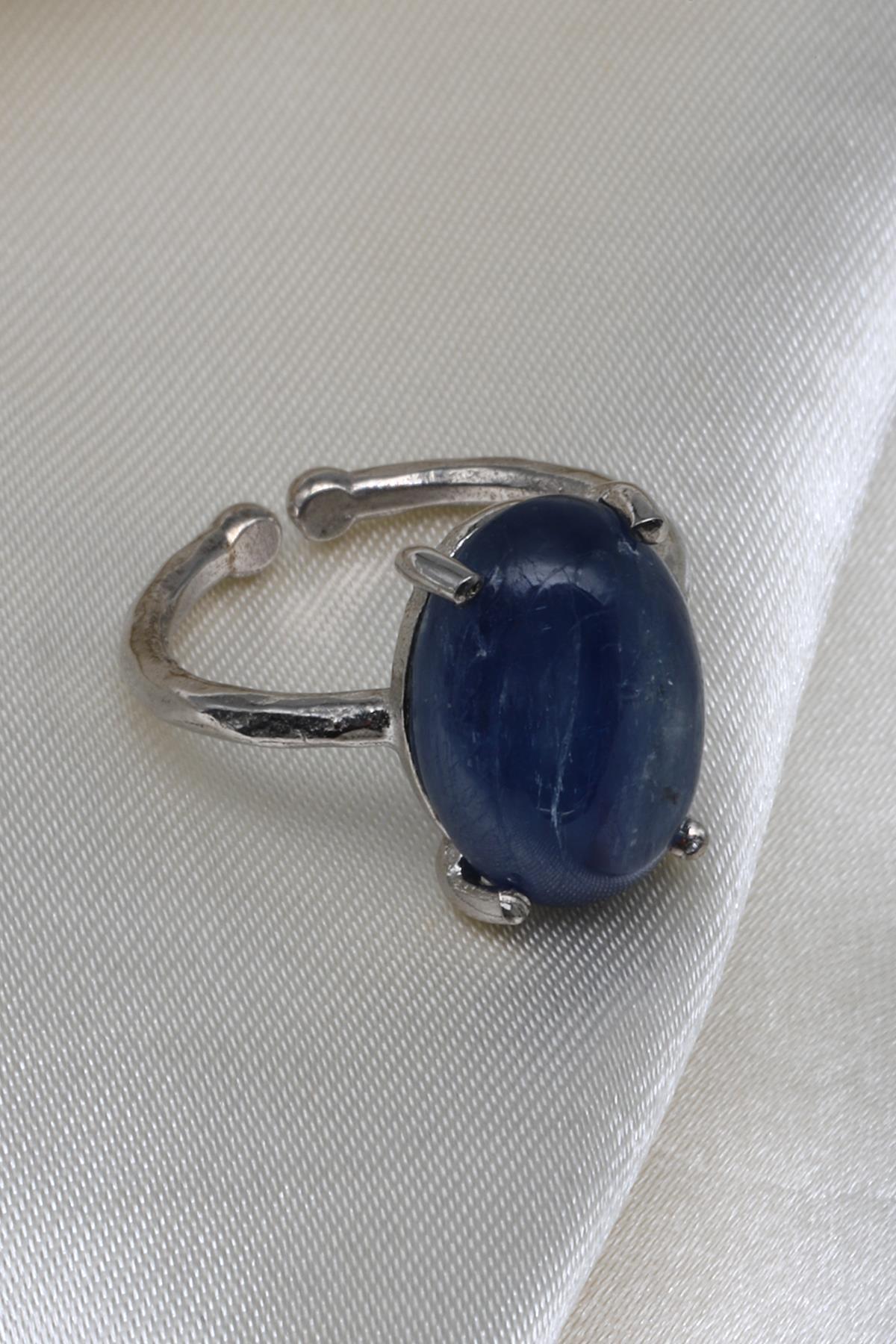 Kyanit Doğal Taş 925 Ayar Gümüş Ayarlanabilir Yüzük